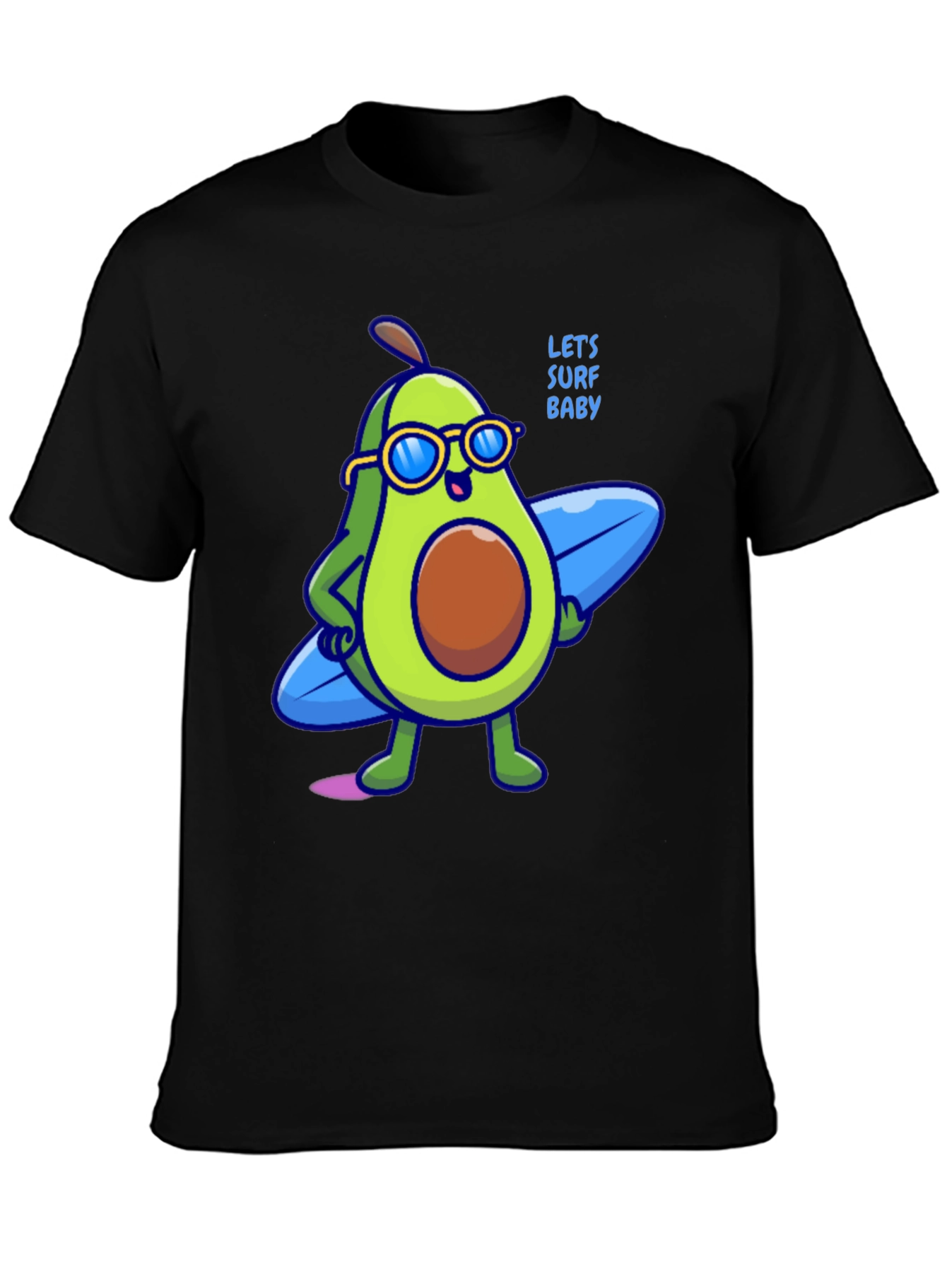 Black Avocado Surfer Graphic Tee - Let's Surf Baby! view 3