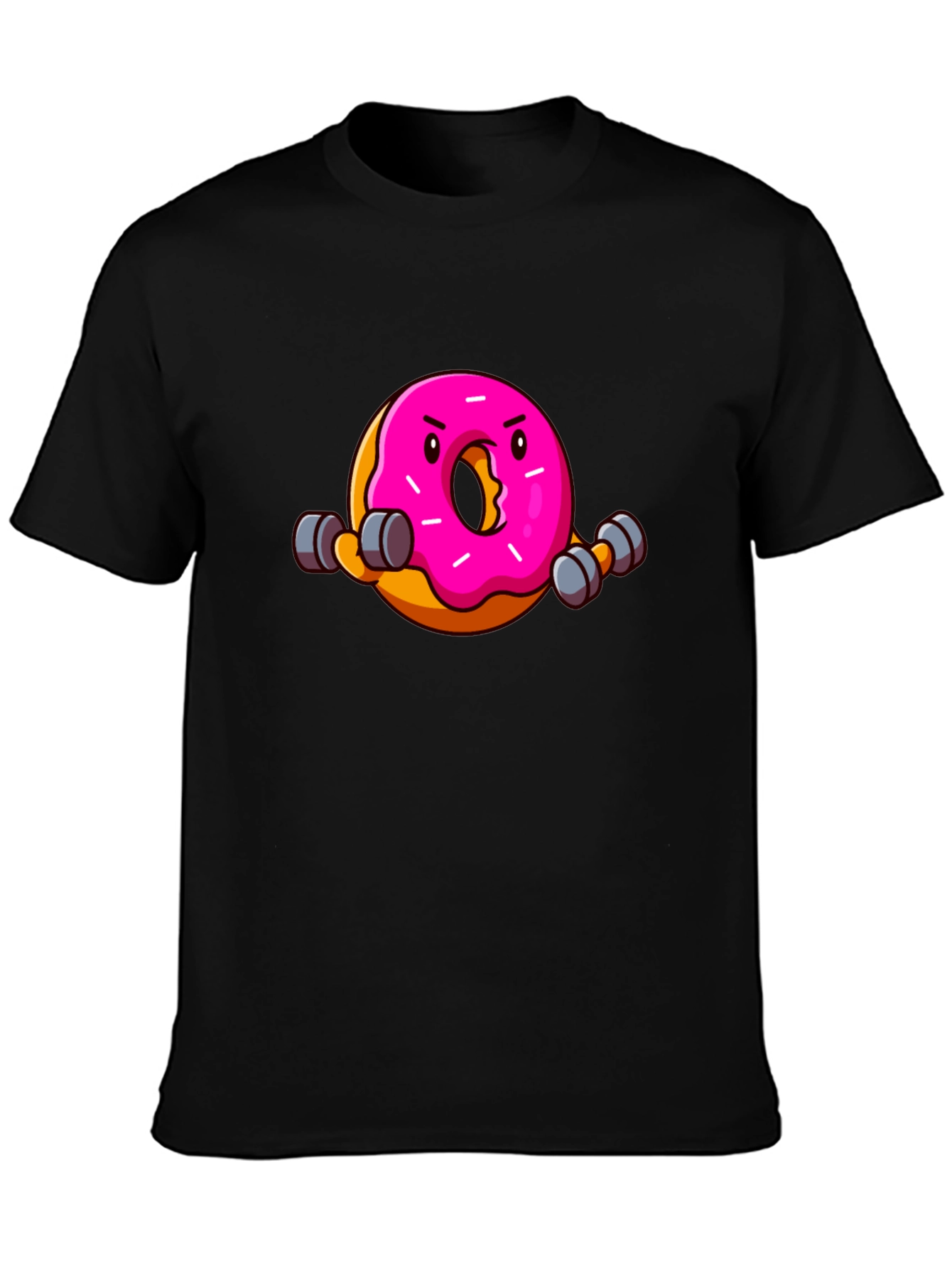 Black Funny Donut Workout Graphic T-Shirt view 3
