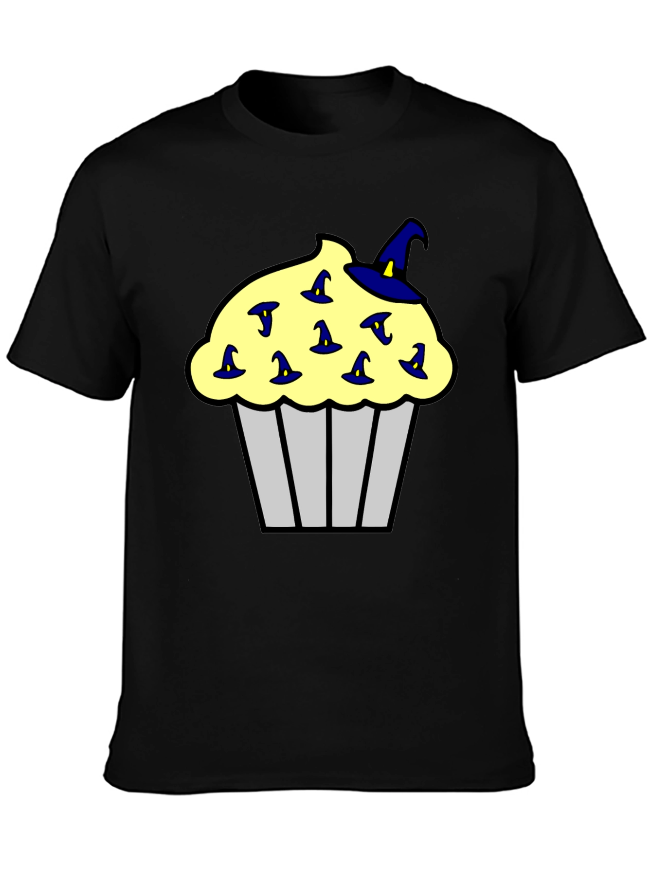 Black Cupcake Witch Hats Men's Black T-Shirt view 3