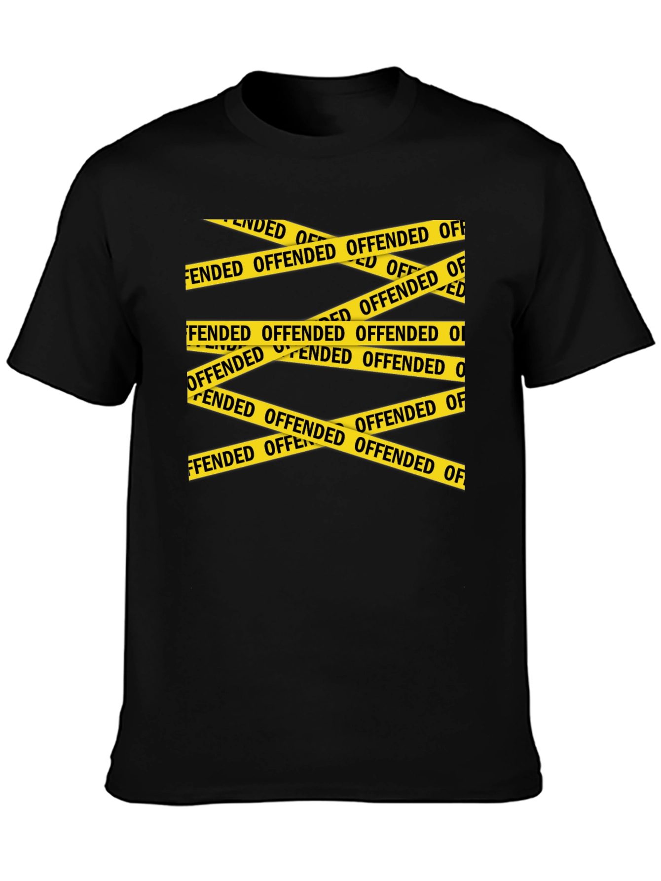 Black Offended Caution Tape Graphic T-Shirt view 3