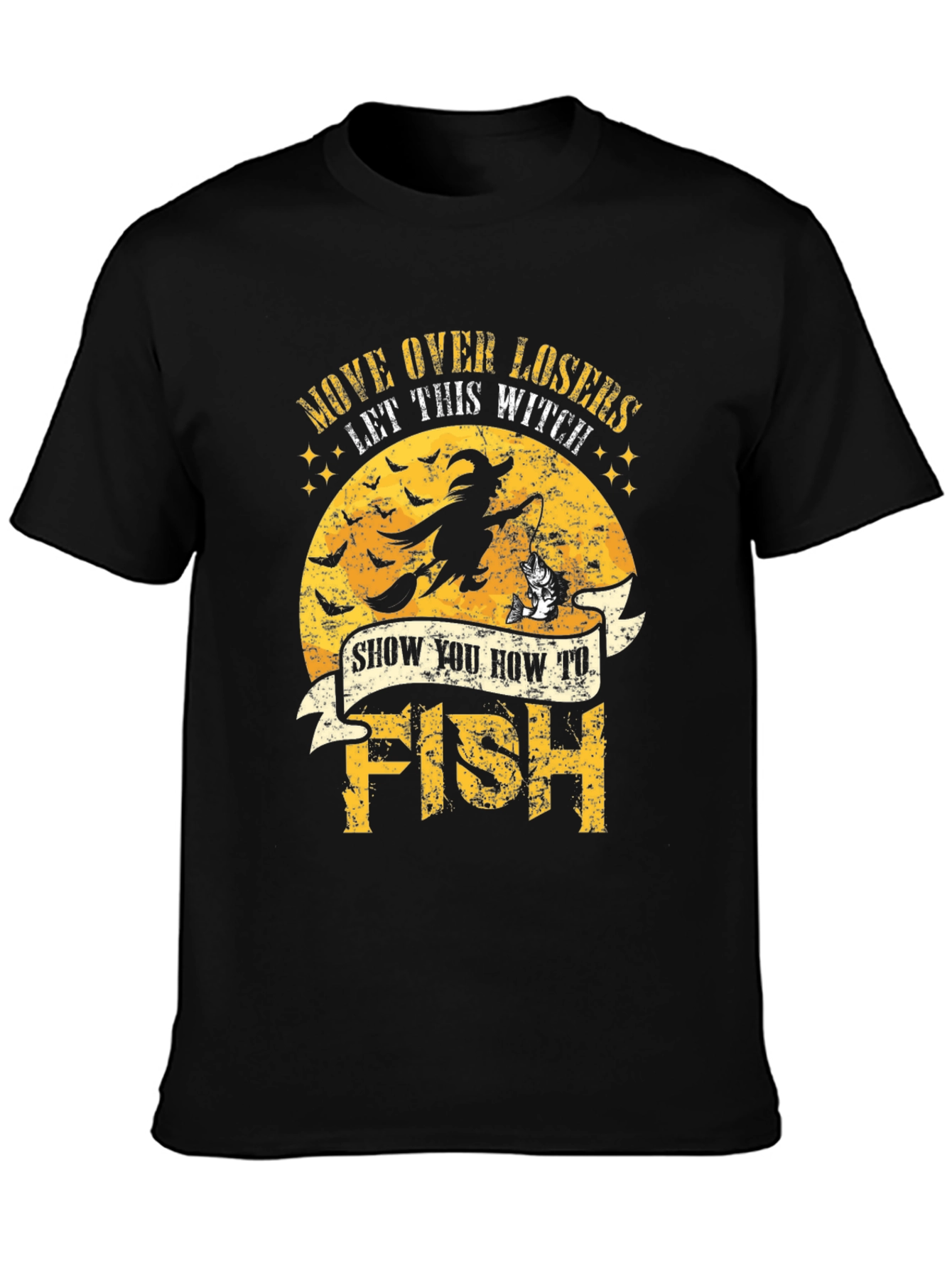 Black Witch Fishing Graphic T-Shirt - Halloween Style view 3