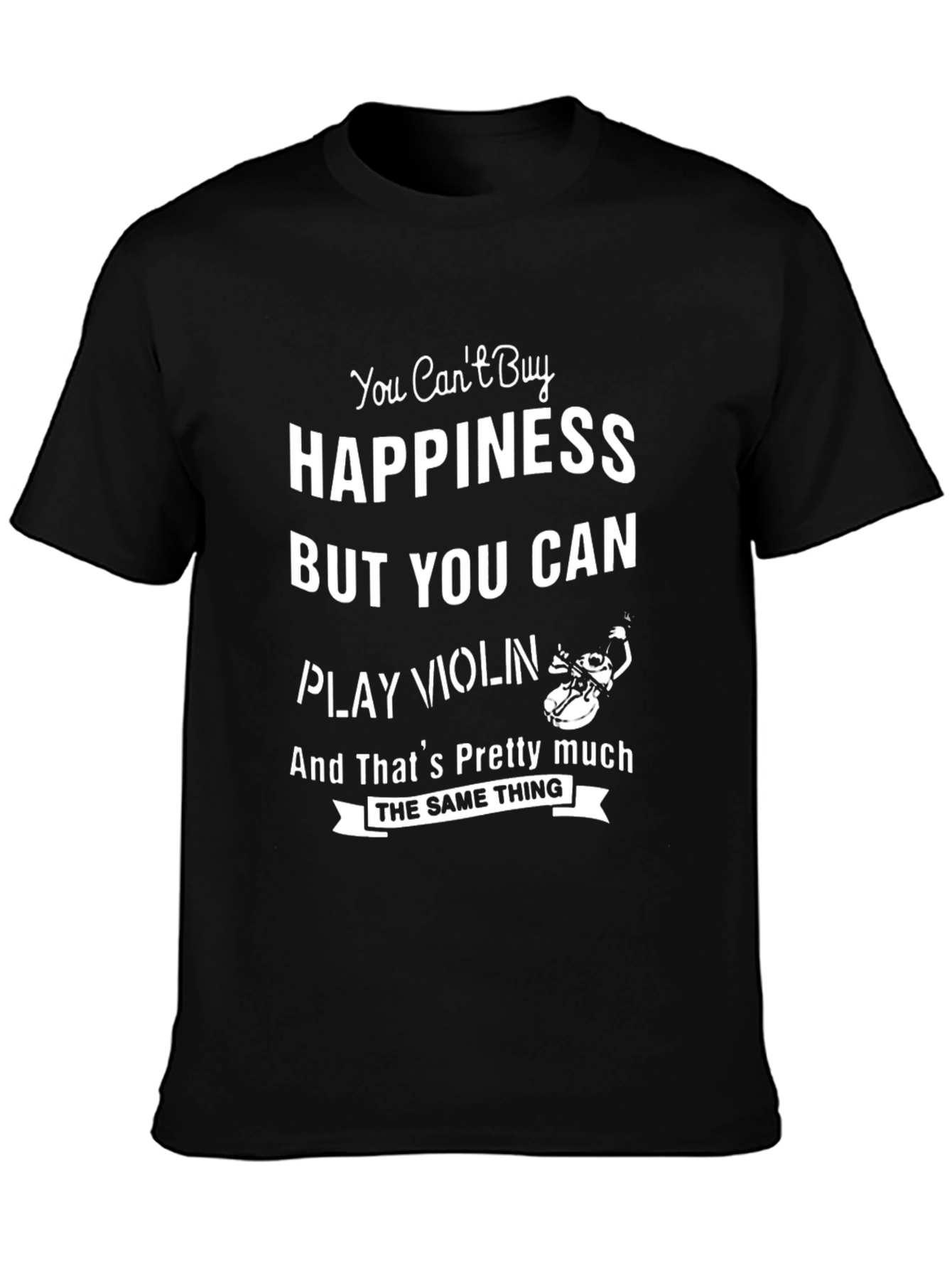 Black Happiness and Violin T-Shirt view 3