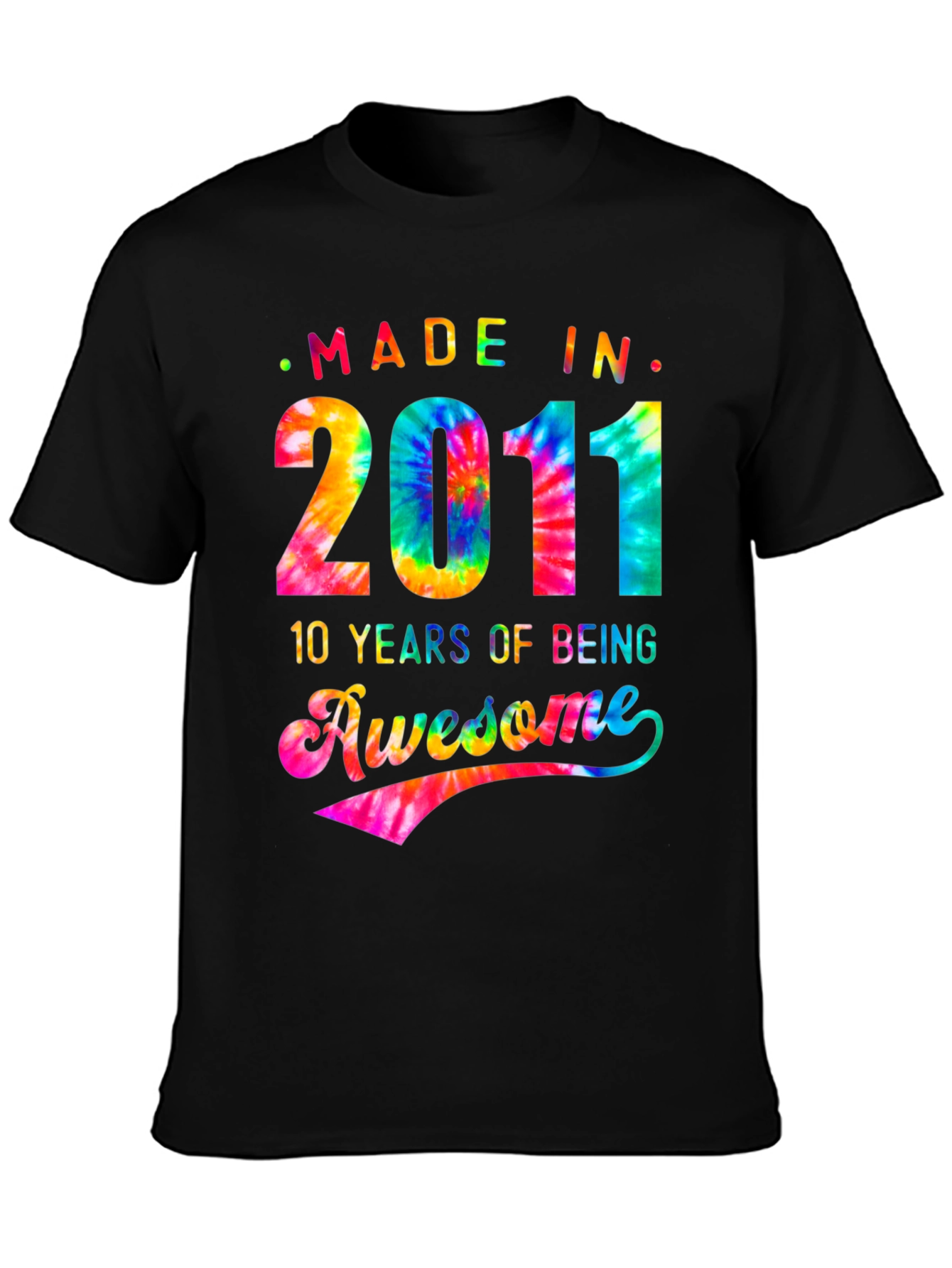 Black Made in 2011 Tie Dye Graphic T-Shirt view 3