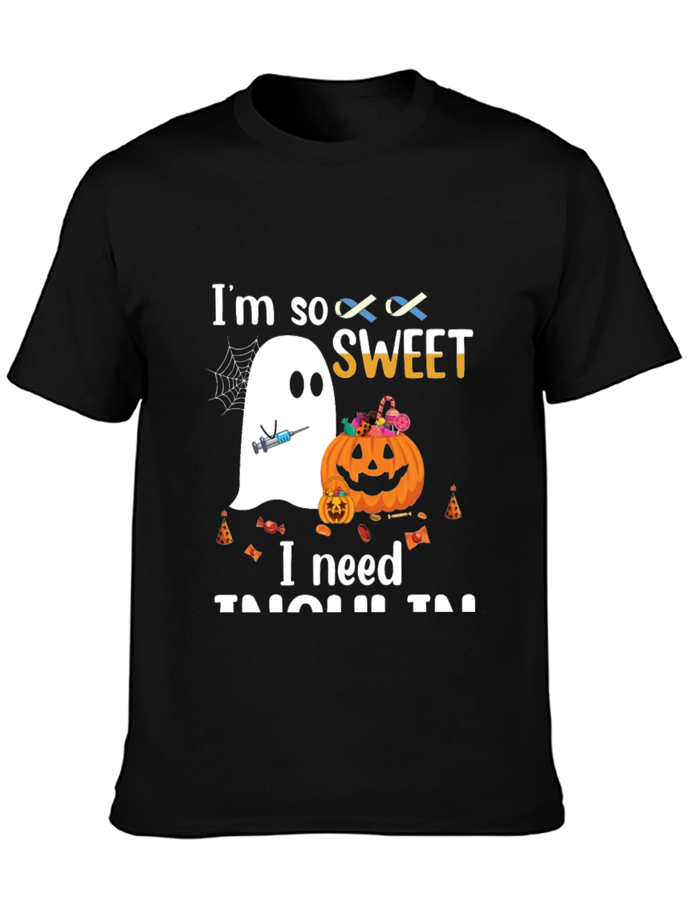 Black Halloween Diabetes Awareness T-Shirt view 3