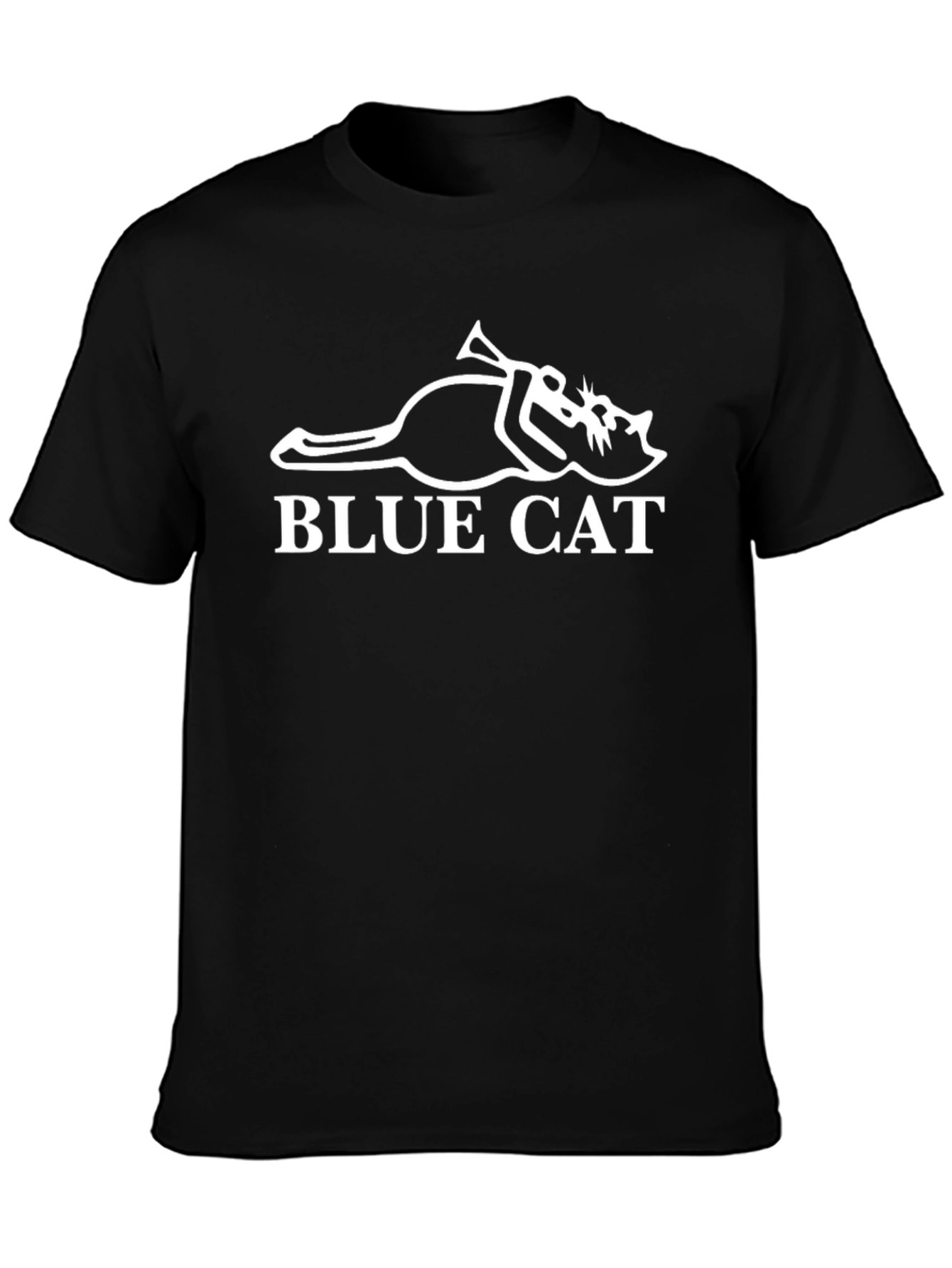Black Blue Cat Trumpet T-Shirt - Novelty Music Tee view 3