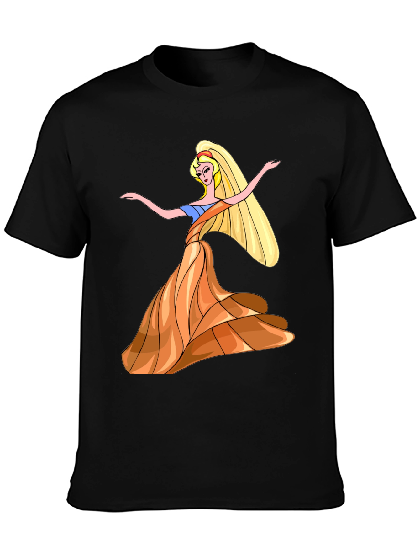 Black Princess Cartoon Graphic T-Shirt view 3