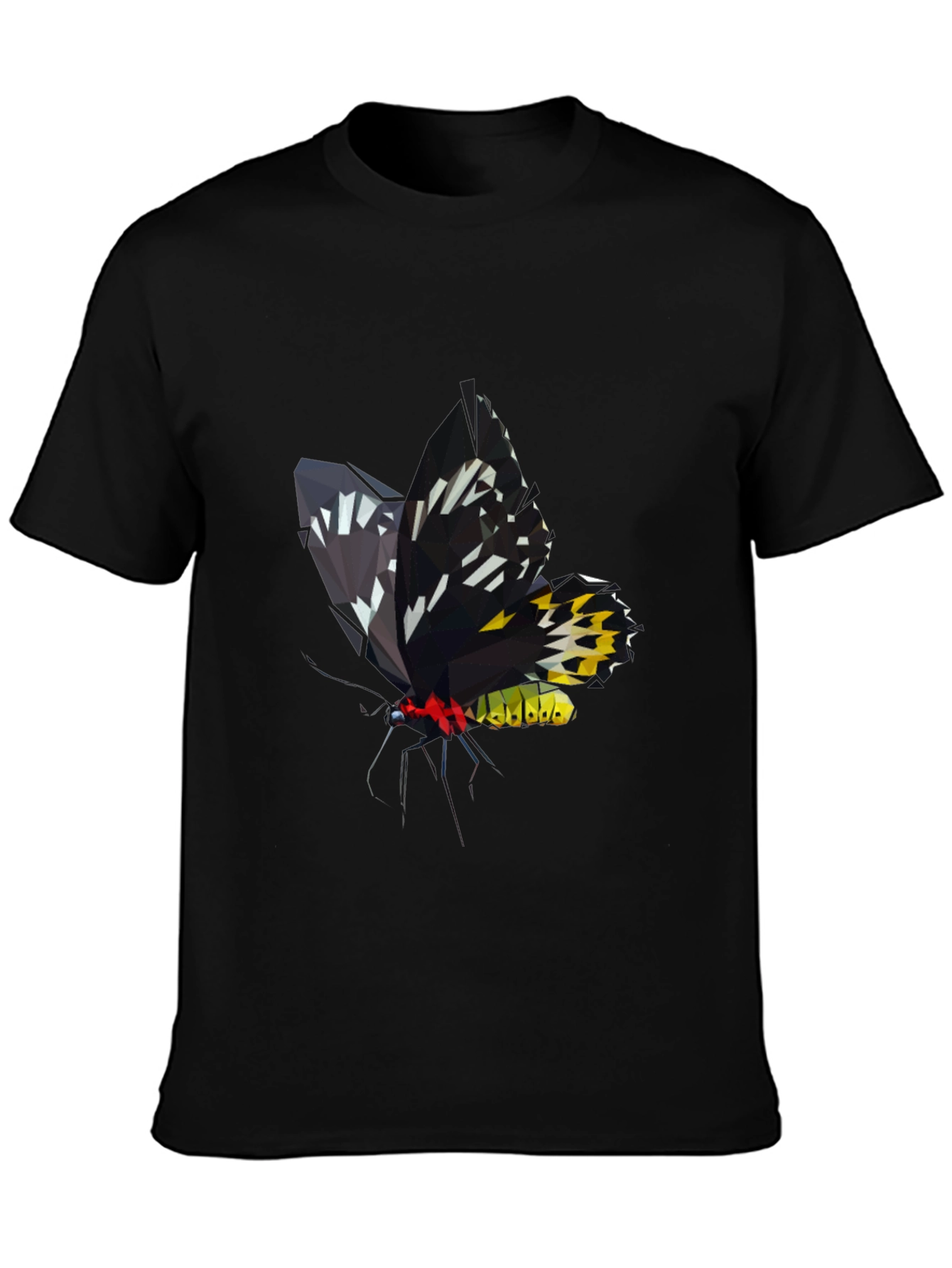 Black Geometric Butterfly Graphic Tee - Modern Black T-Shirt view 3