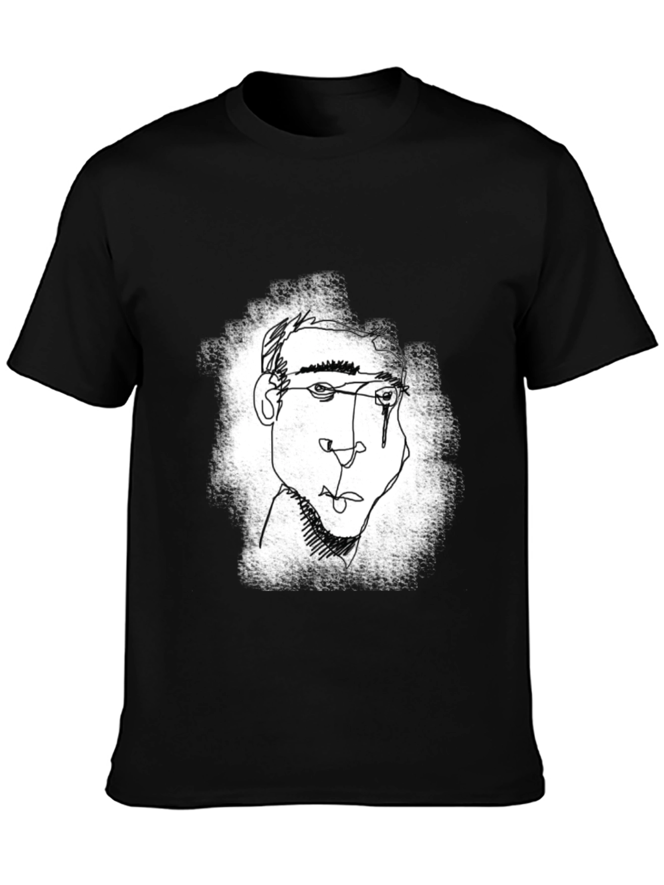 Black Abstract Line Art Graphic Tee - Black view 3