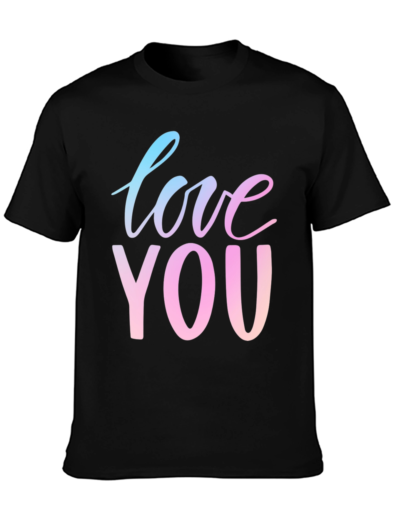 Black Love You Graphic Tee - Gradient Text, Black Shirt view 3