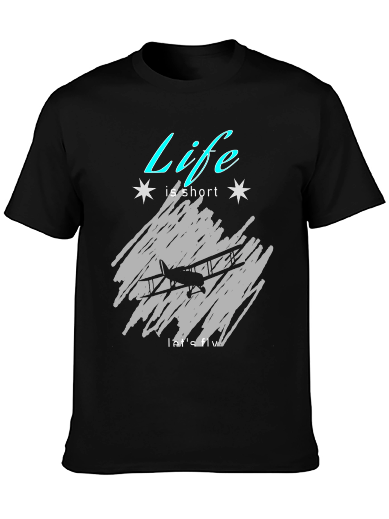 Black Life Is Short, Let's Fly Graphic Tee view 3