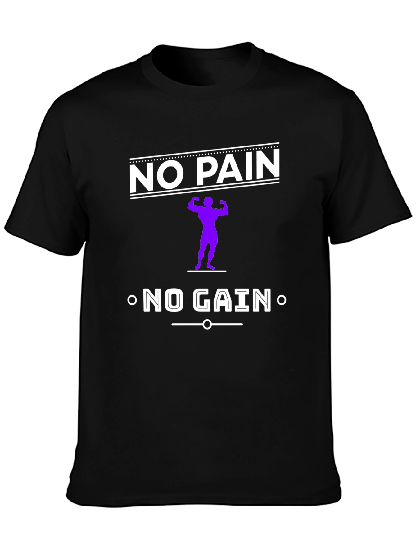 Black No Pain No Gain Black Graphic T-Shirt view 3