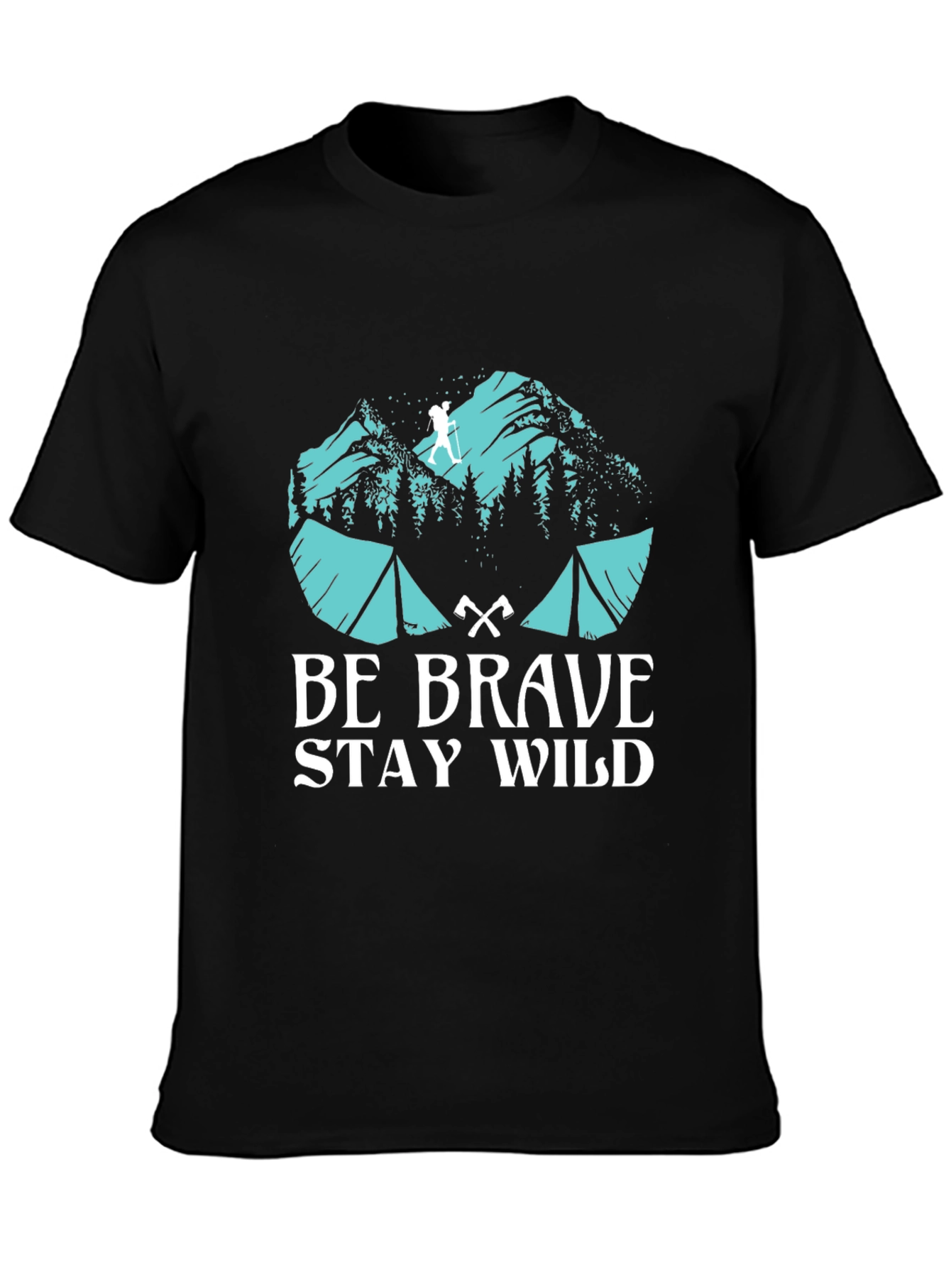 Black Be Brave Stay Wild Graphic T-Shirt view 3