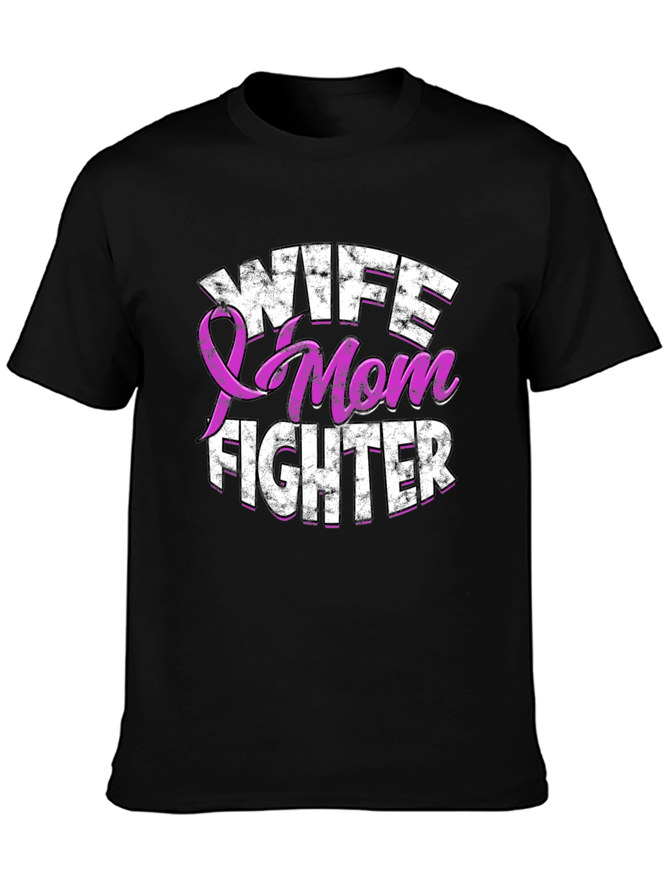 Black Wife Mom Fighter T-Shirt Breast Cancer Awareness view 3