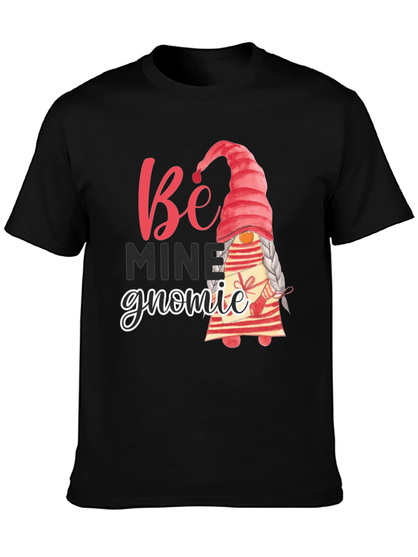 Black Be Mine Gnomie Valentine's Day T-Shirt view 3