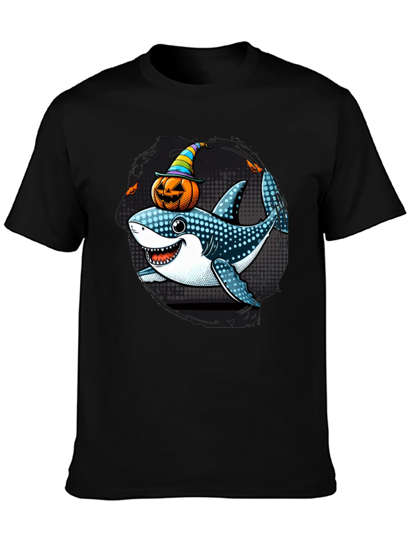 Black Halloween Shark T-Shirt view 3