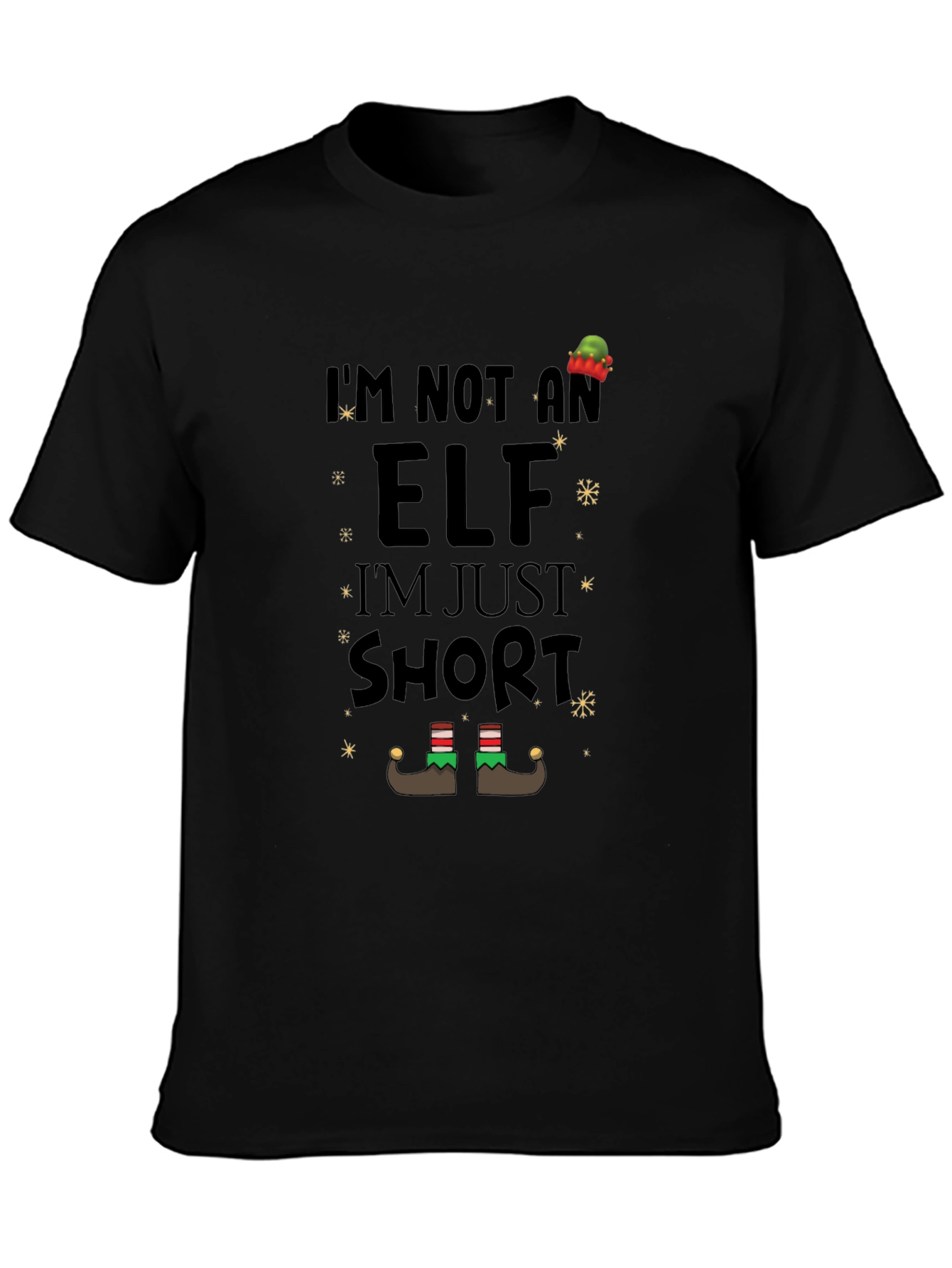 Black I'm Not an Elf, I'm Just Short T-Shirt view 3