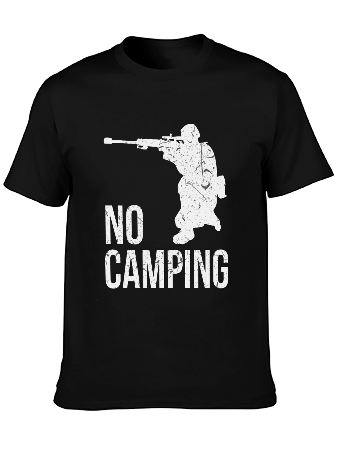 Black No Camping Sniper Graphic Tee - Black Cotton view 3