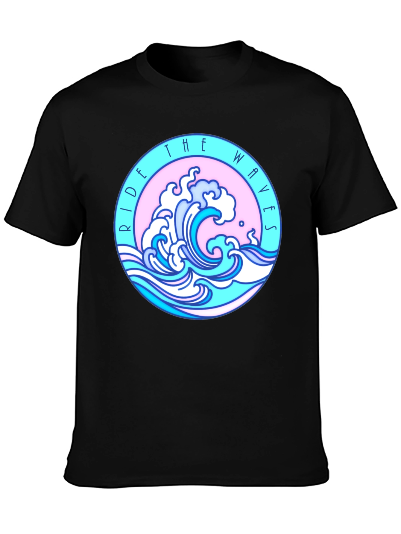 Black Ride The Waves Black Graphic Tee view 3