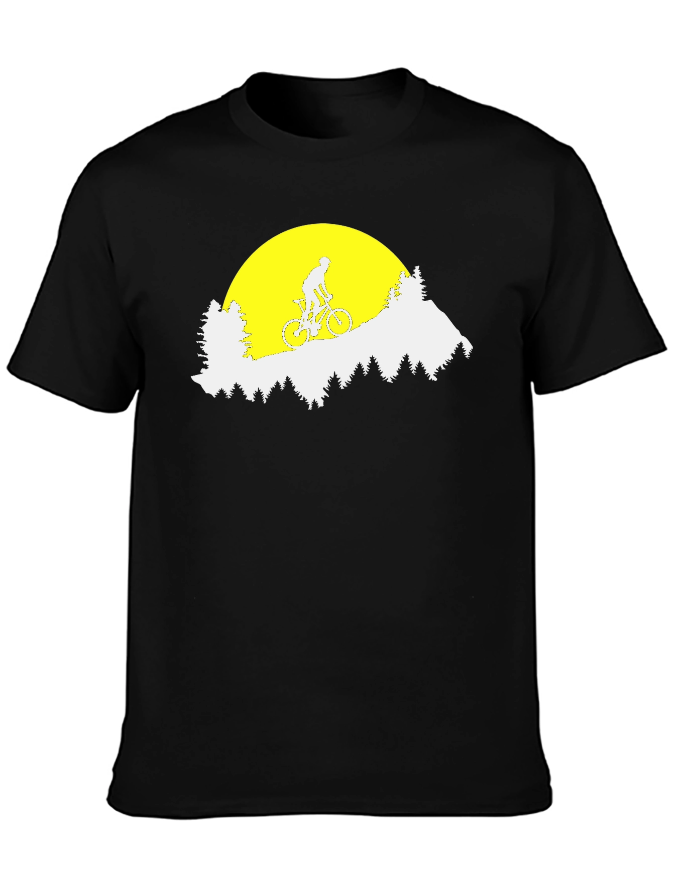 Black Mountain Biker Sunset Graphic Tee - Black Cotton T-Shirt view 3