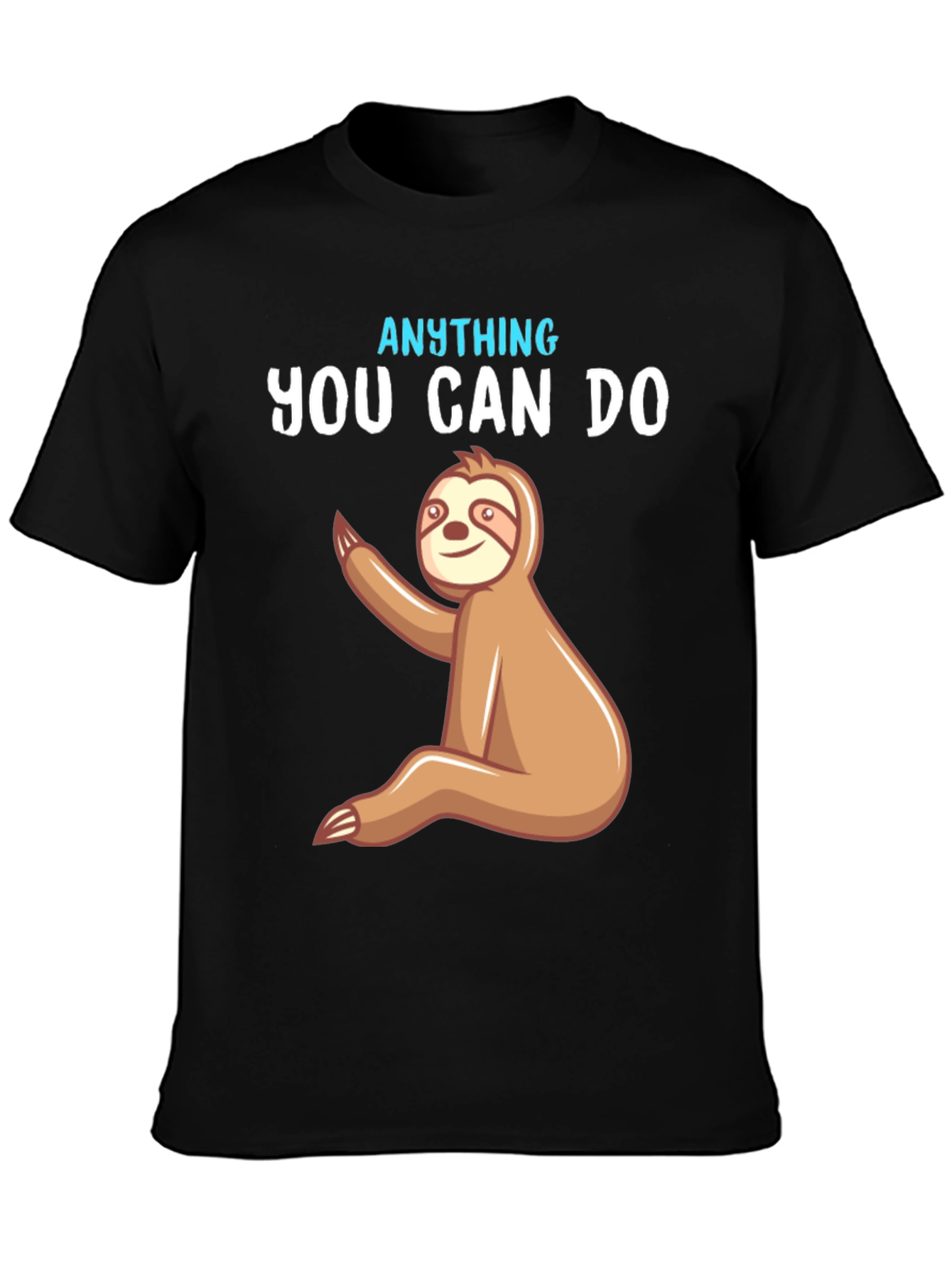Black Funny Sloth "Anything You Can Do" Graphic T-Shirt view 3
