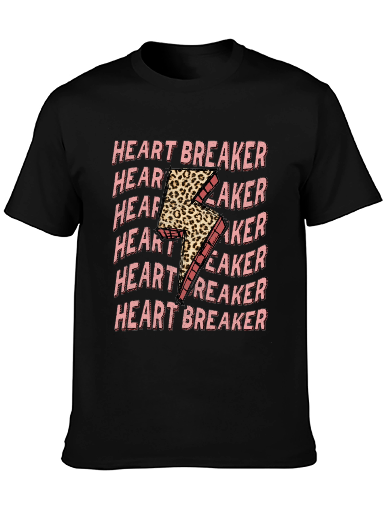 Black Heartbreaker Leopard Bolt Graphic Tee view 3