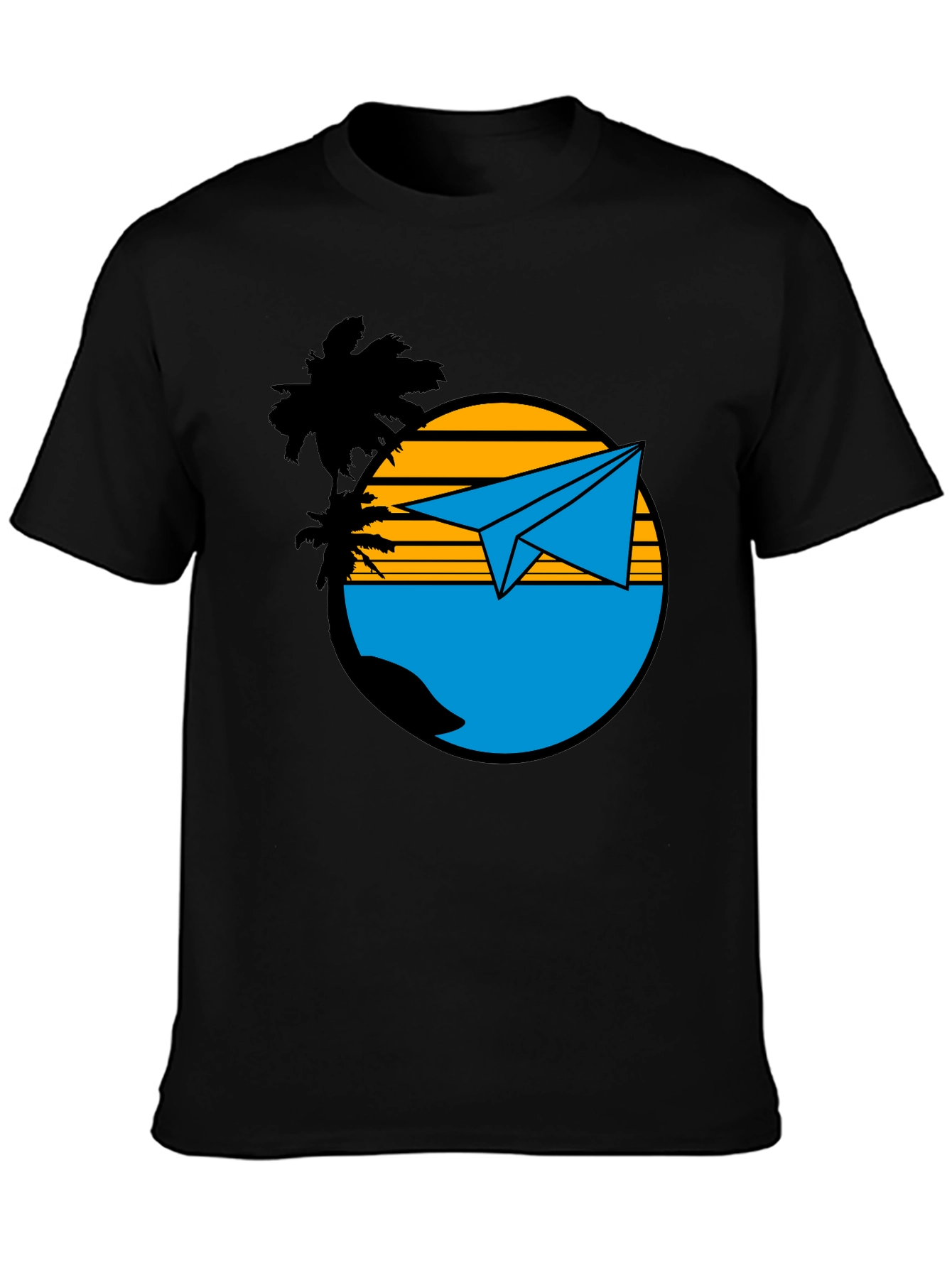 Black Island Paper Airplane Graphic T-Shirt - Black view 3