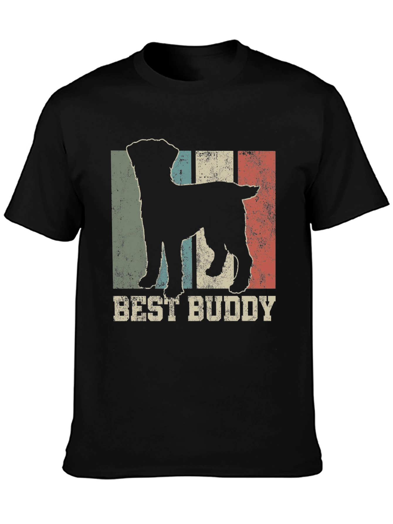 Black Best Buddy Dog Silhouette Men's T-Shirt view 3