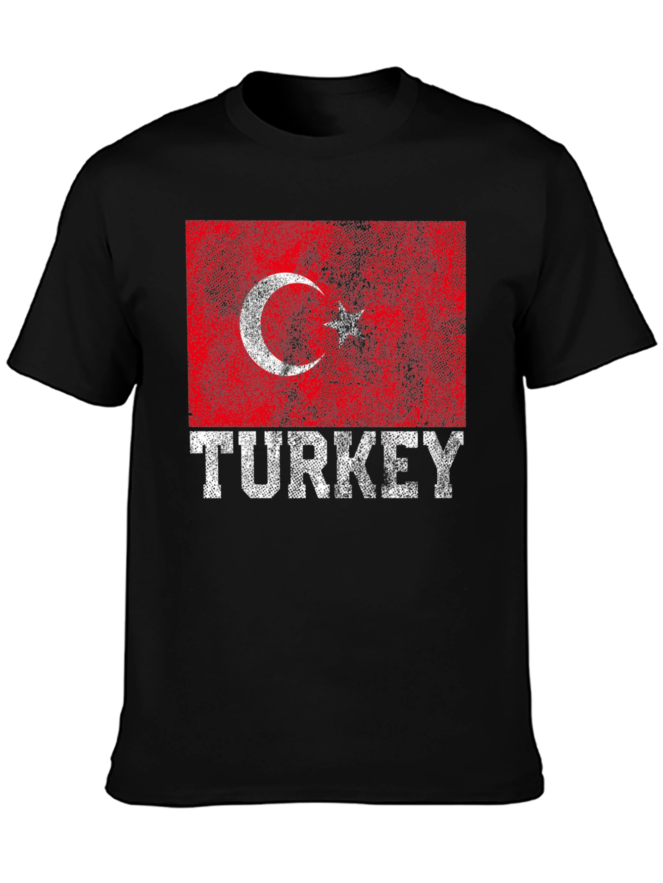 Black Turkey Flag T-Shirt - Distressed Graphic Tee view 3