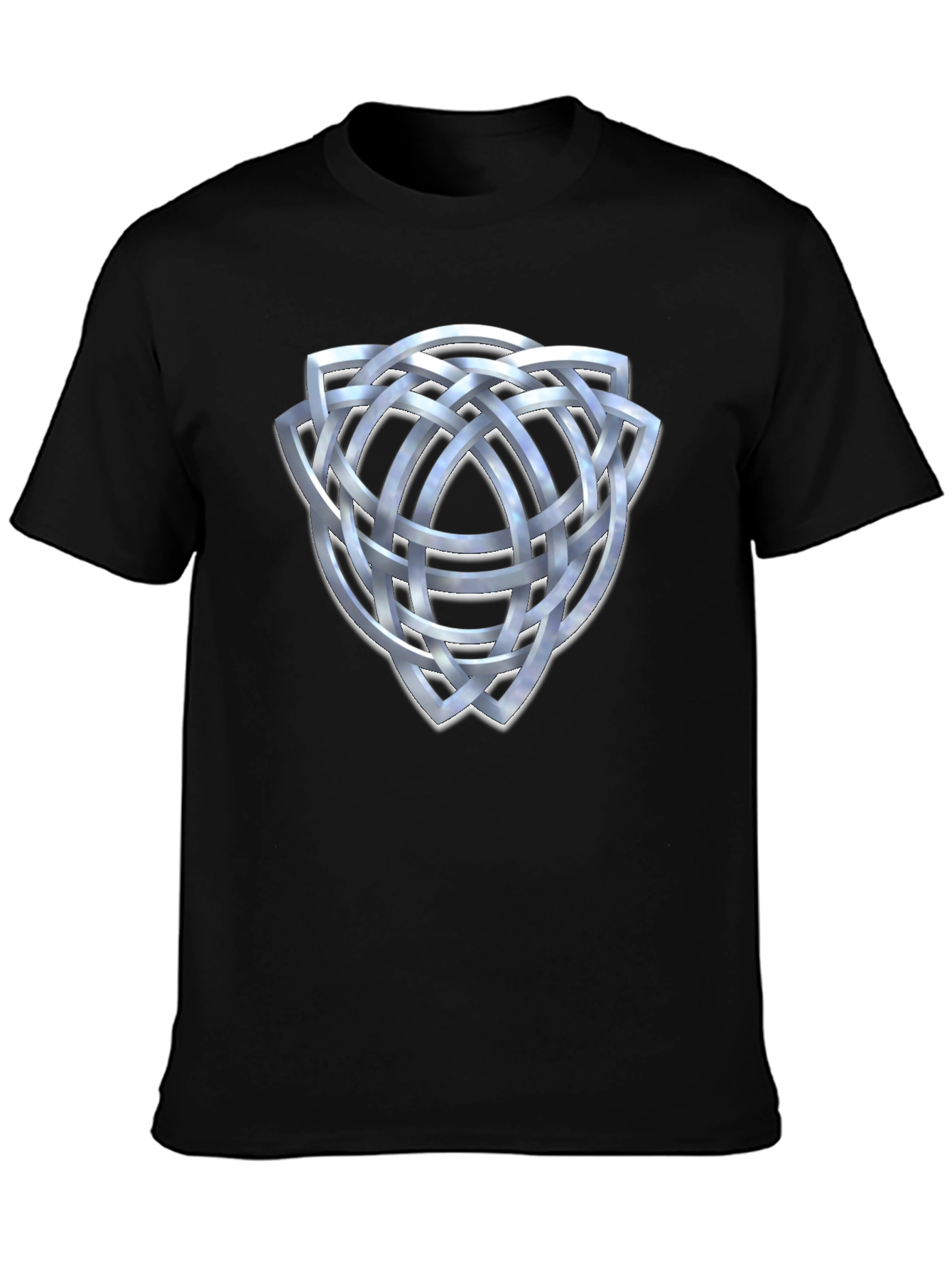 Black Celtic Knot T-Shirt - Silver Trinity Design view 3