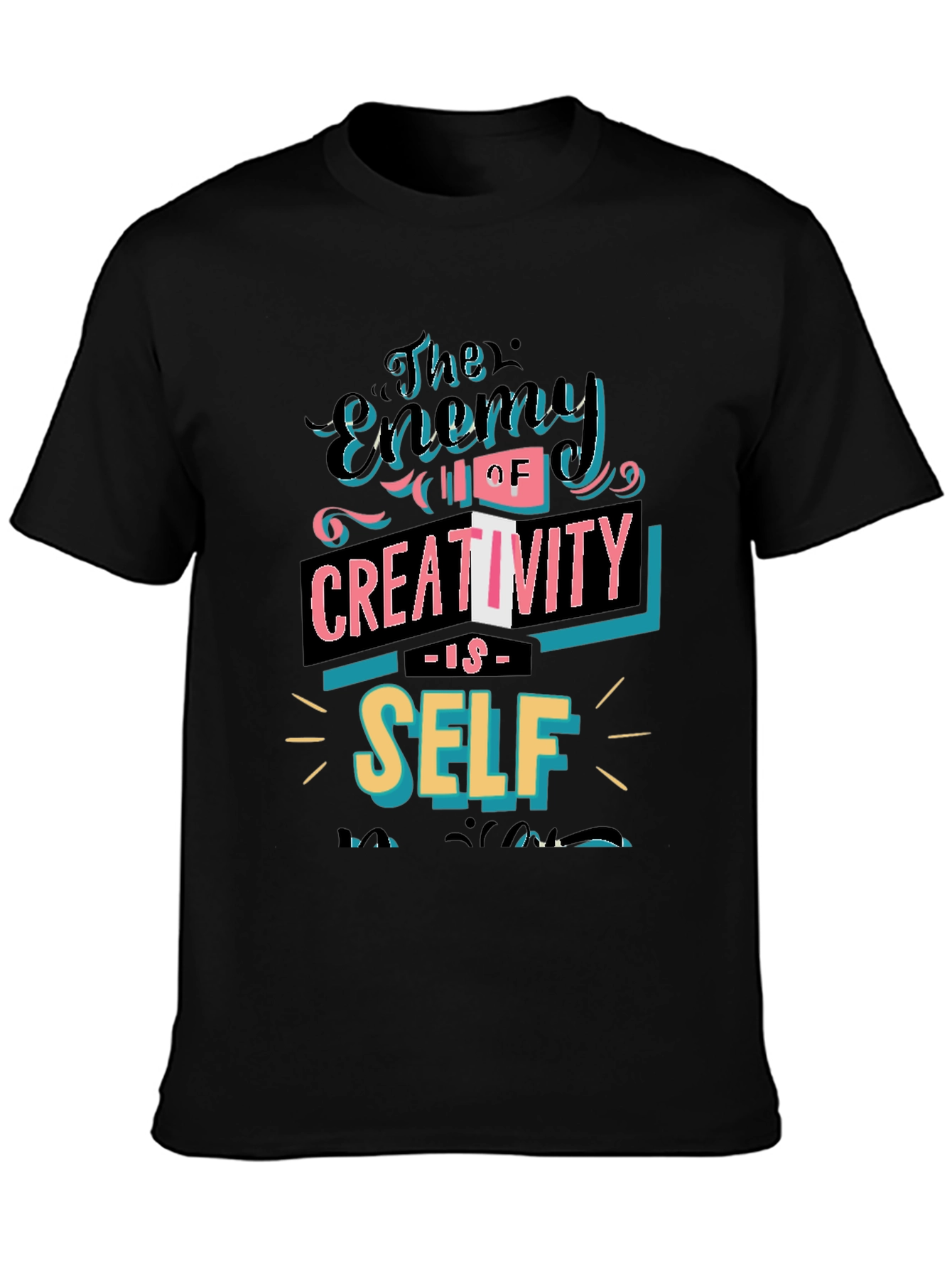 Black The Enemy of Creativity Graphic T-Shirt view 3