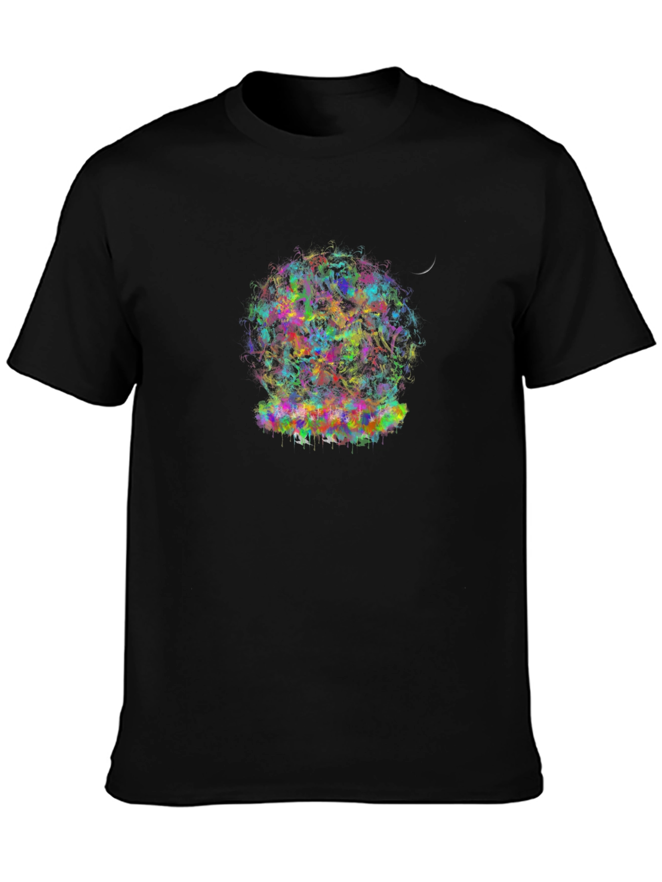 Black Colorful Abstract Globe Graphic Tee - Black view 3