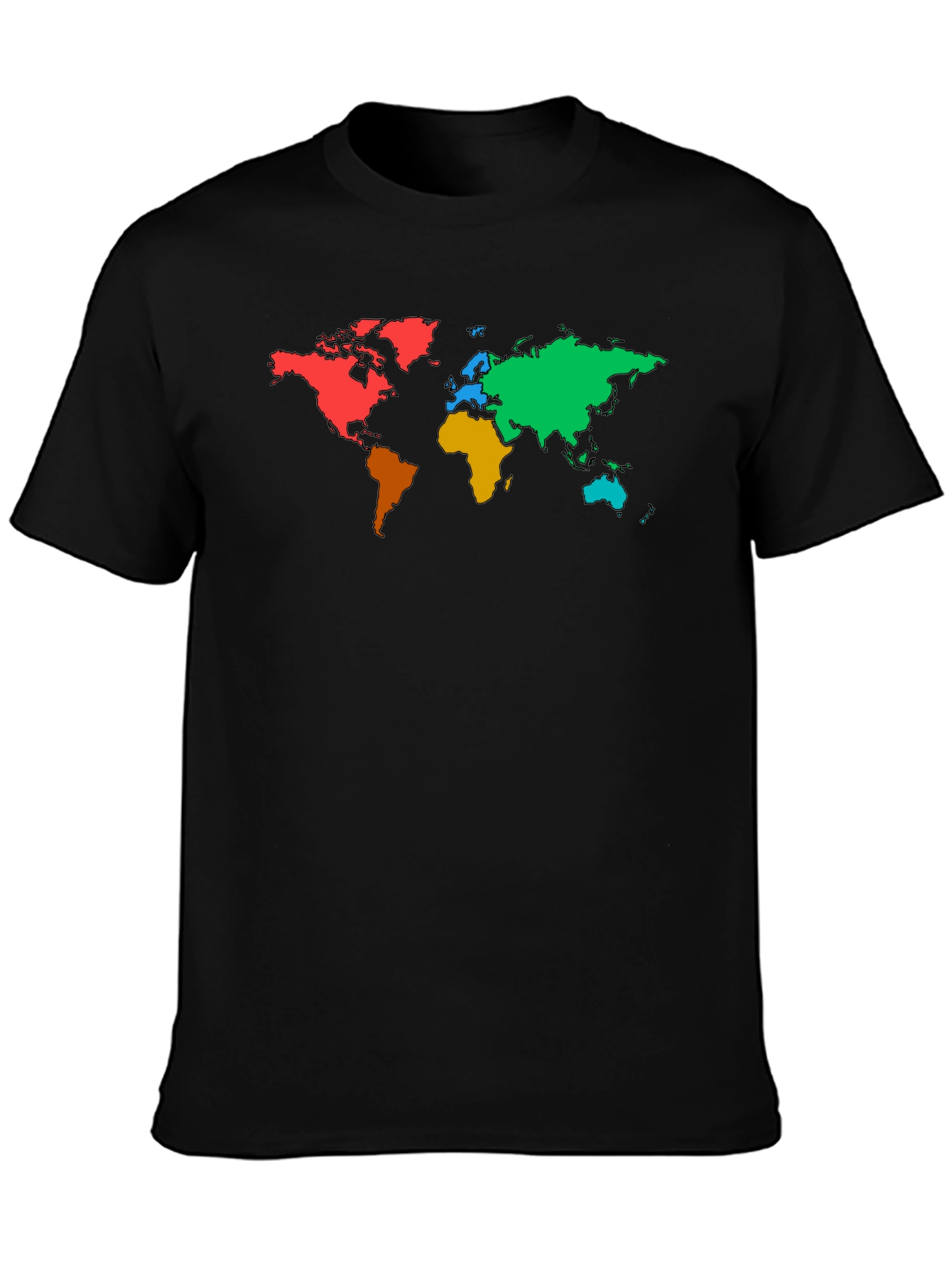 Black Colorful World Map Graphic Black T-Shirt view 3