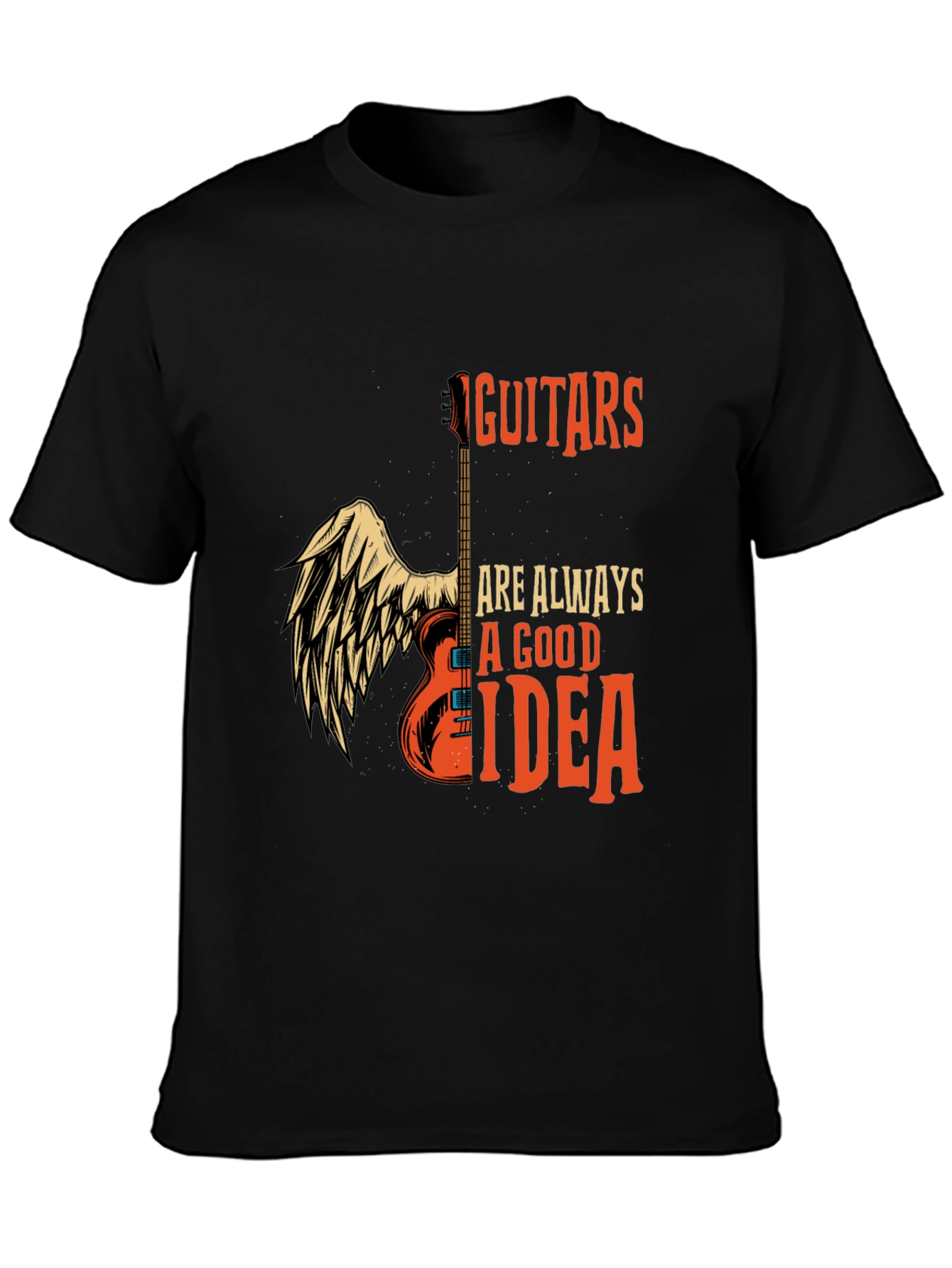 Black Guitar Always Good Idea Graphic T-Shirt - Black view 3