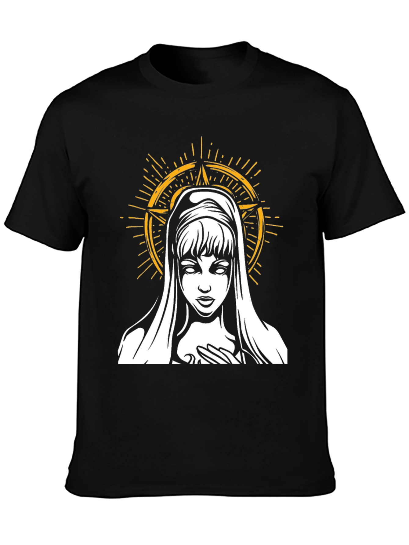 Black Virgin Mary Graphic Tee - Dark Aesthetic T-Shirt view 3