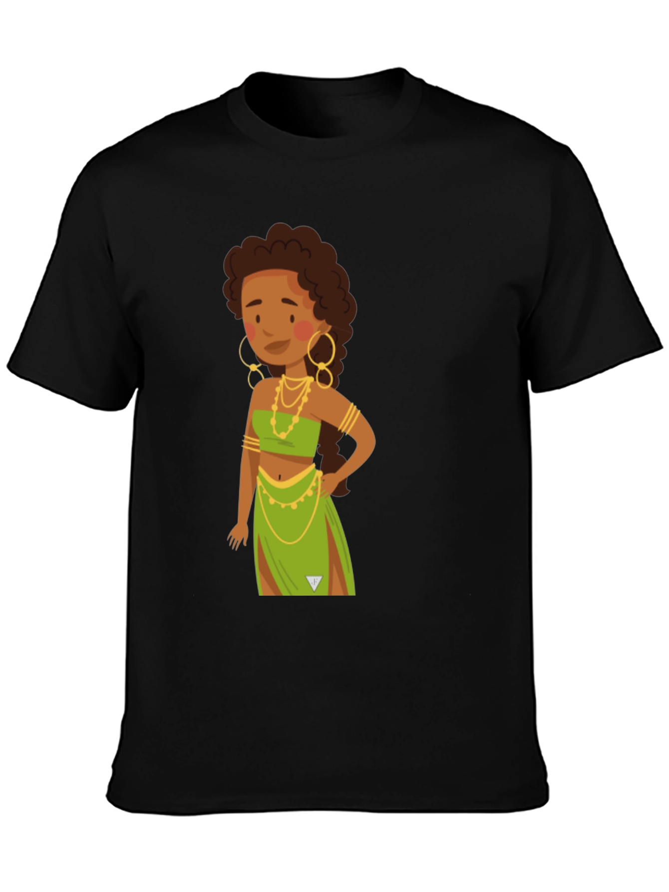 Black Cartoon Woman Graphic Black T-Shirt view 3