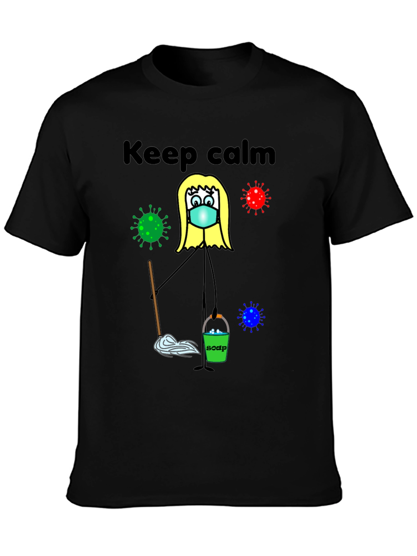 Black Keep Calm and Clean T-Shirt view 3