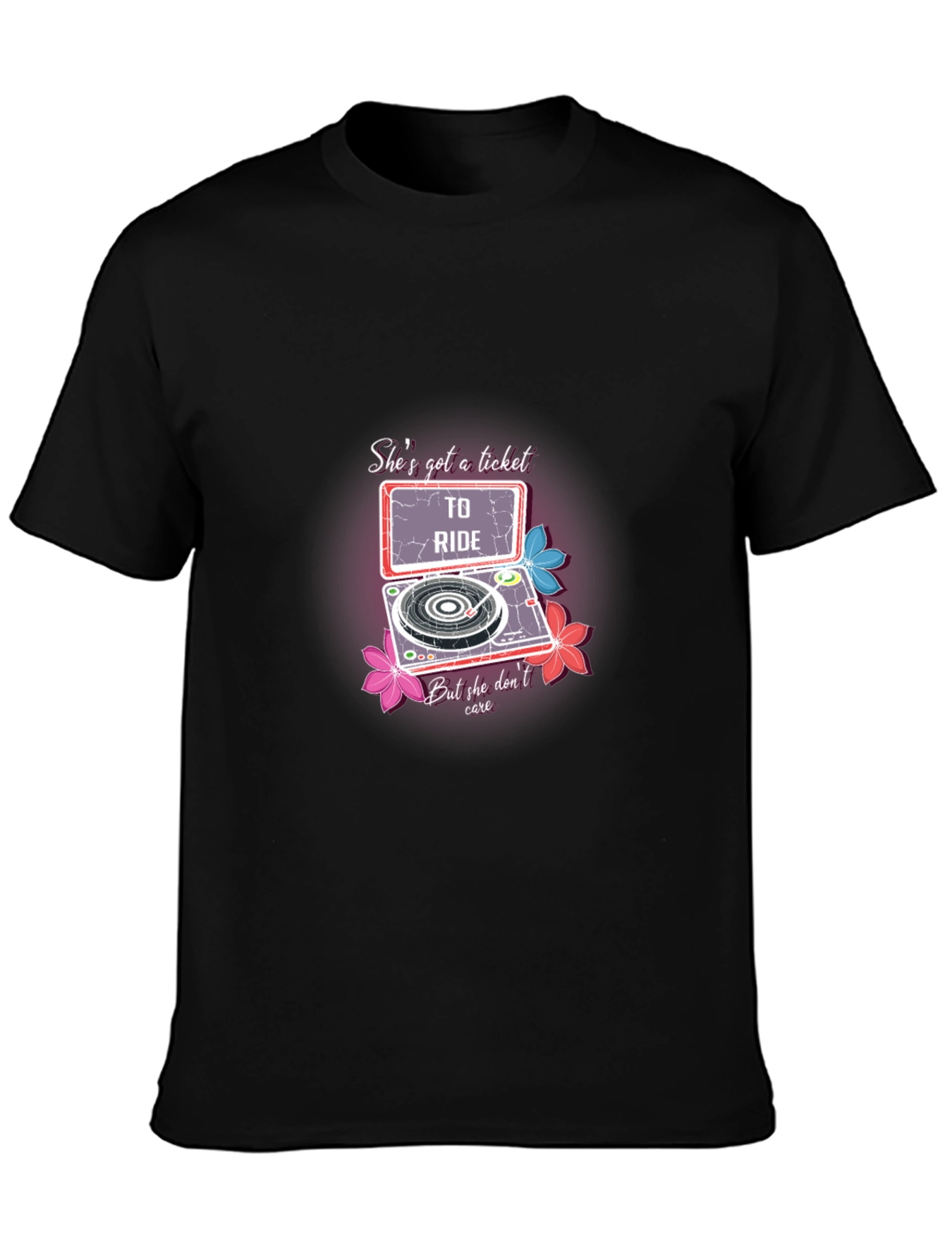Black She's Got a Ticket to Ride Graphic T-Shirt view 3