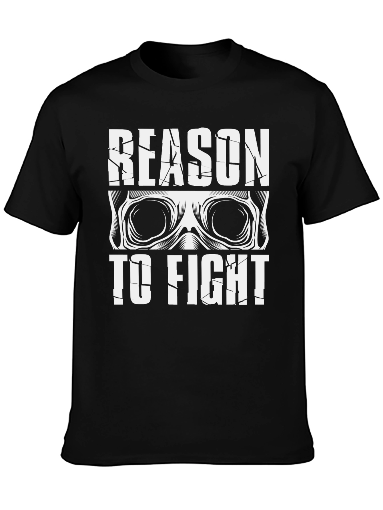 Black Reason To Fight Skull Graphic Tee - Black view 3