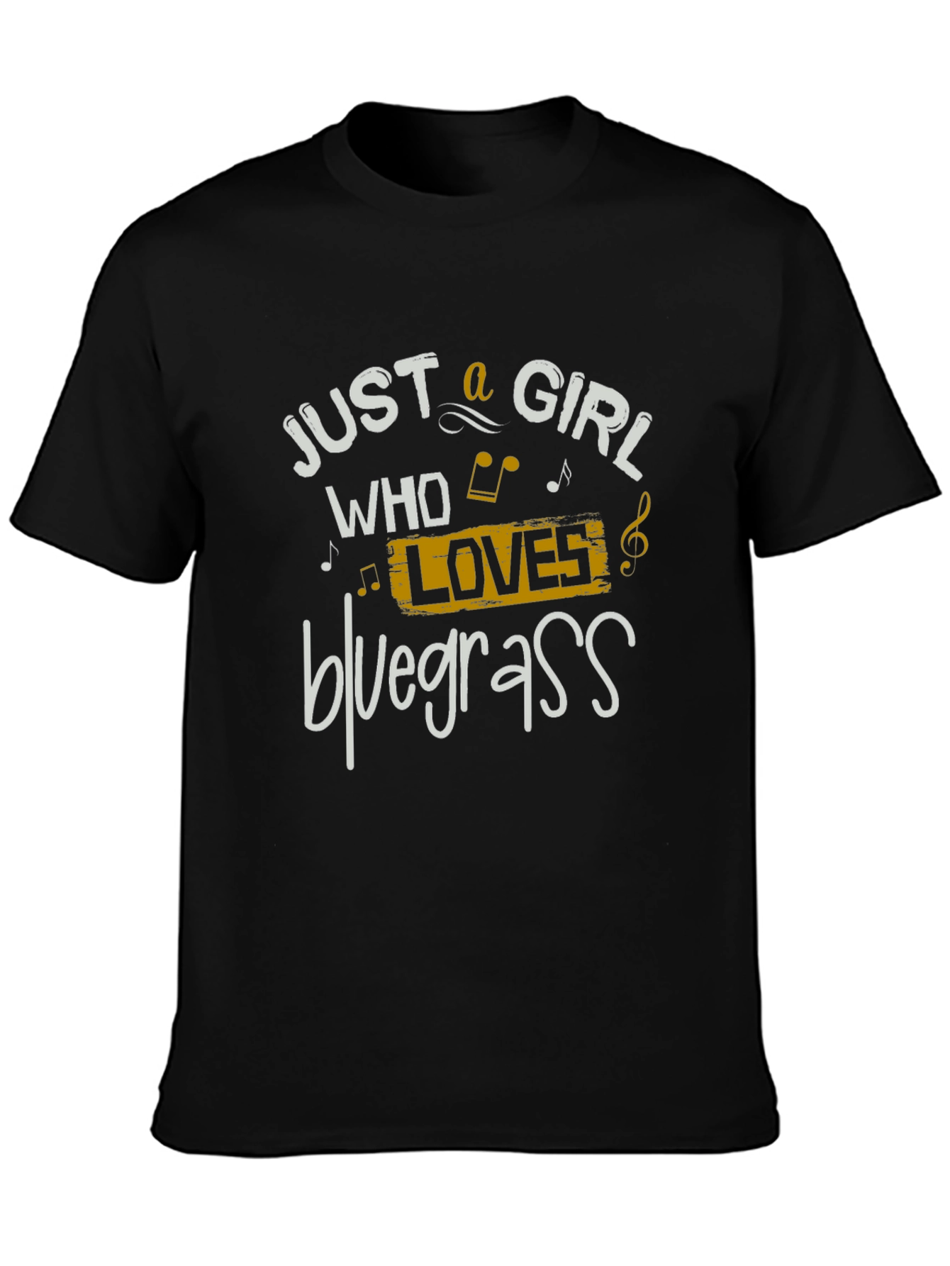 Black Just a Girl Who Loves Bluegrass T-Shirt view 3