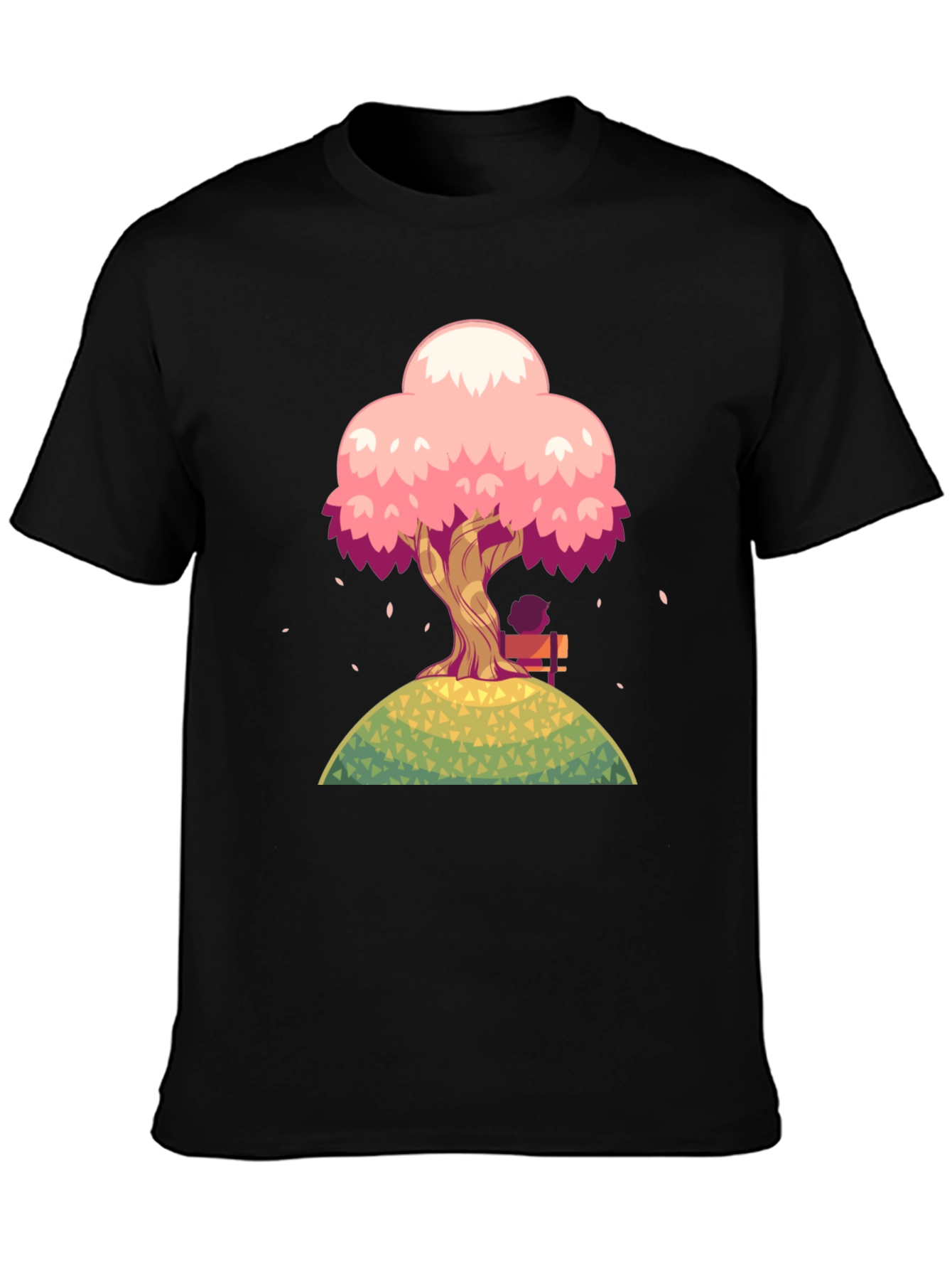 Black Cherry Blossom Tree Graphic T-Shirt view 3