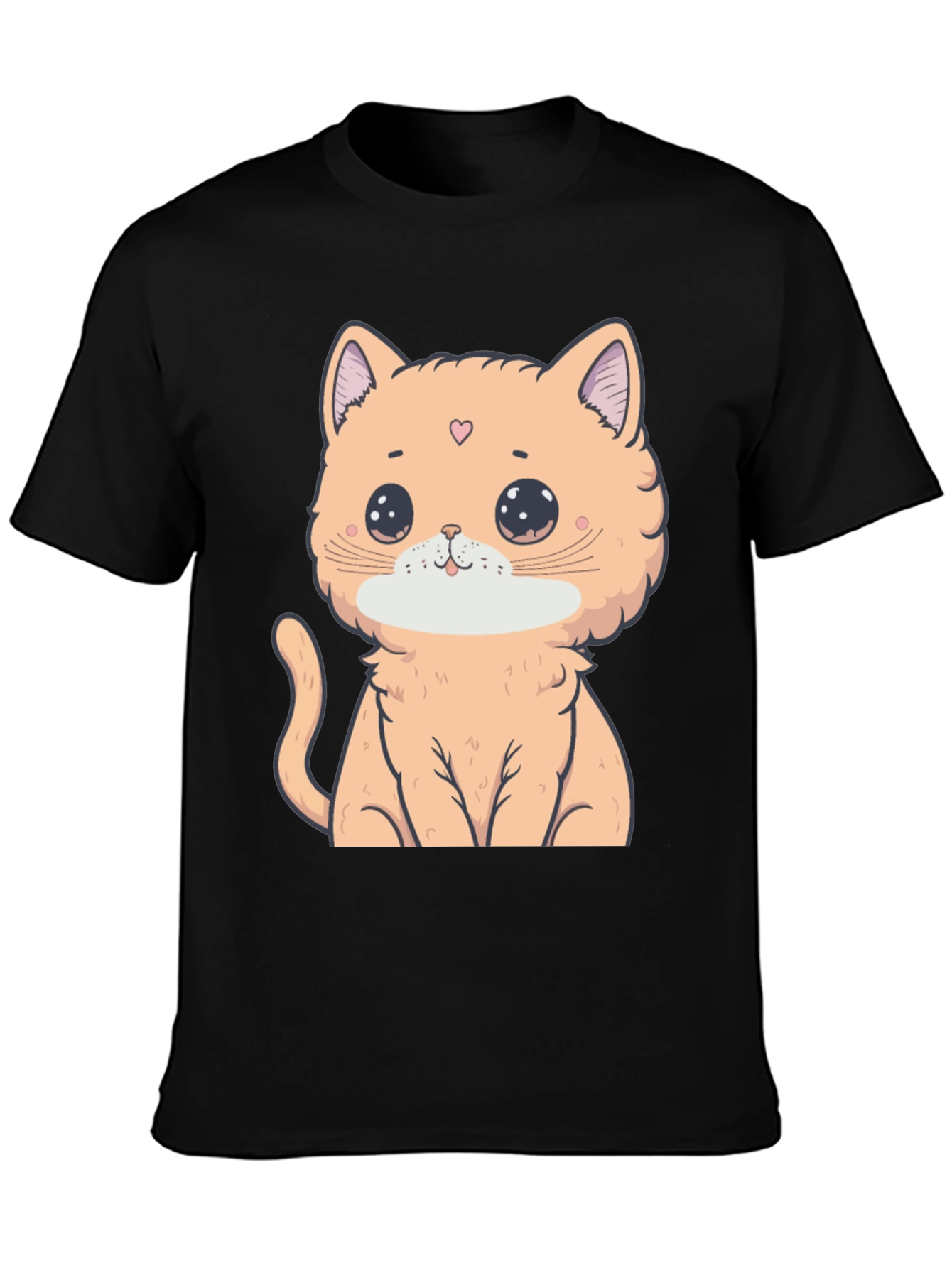 Black Cute Cartoon Cat Graphic Tee - Soft Cotton Comfort view 3