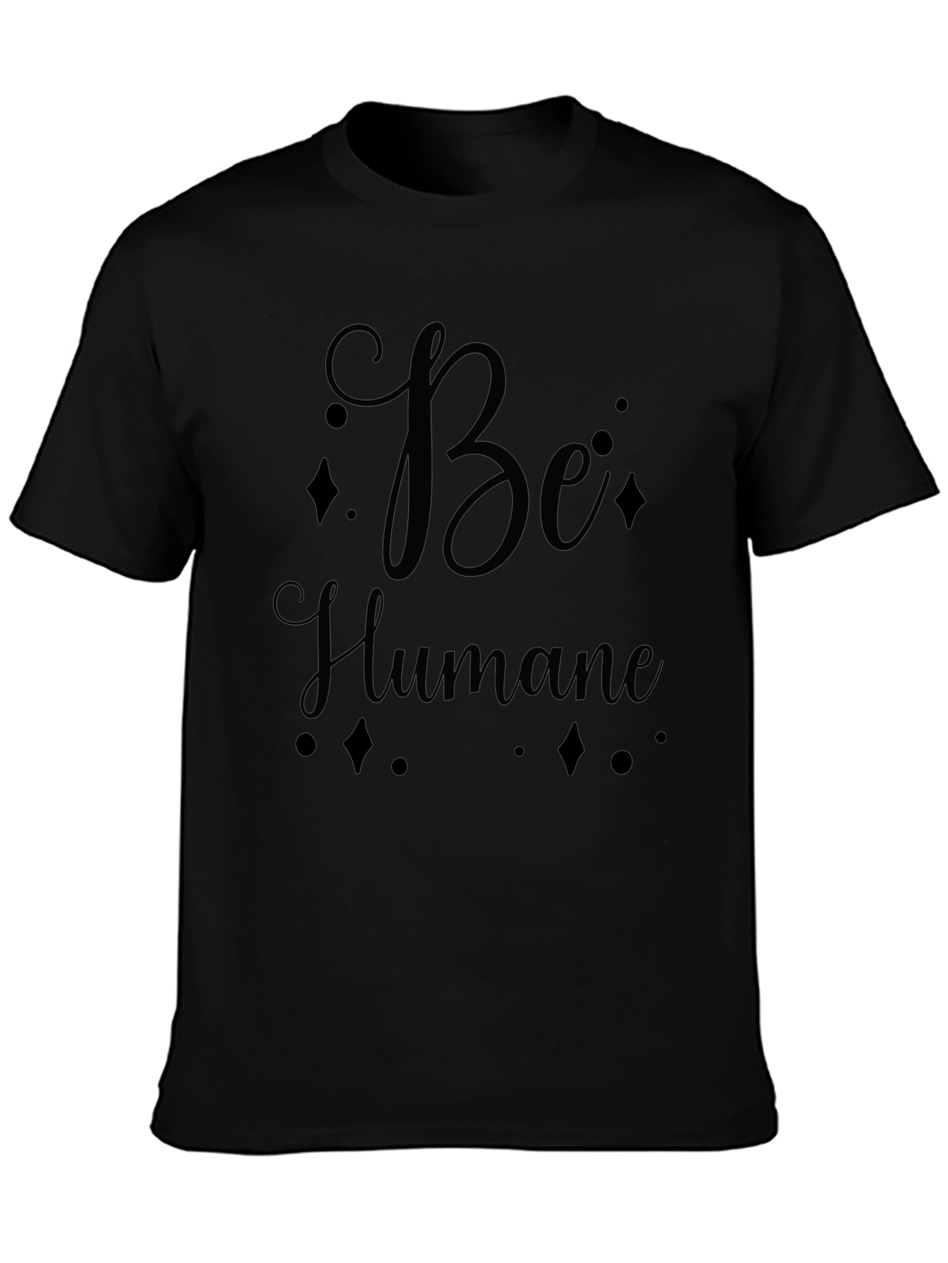 Black Be Humane Graphic T-Shirt - Black Crew Neck view 3