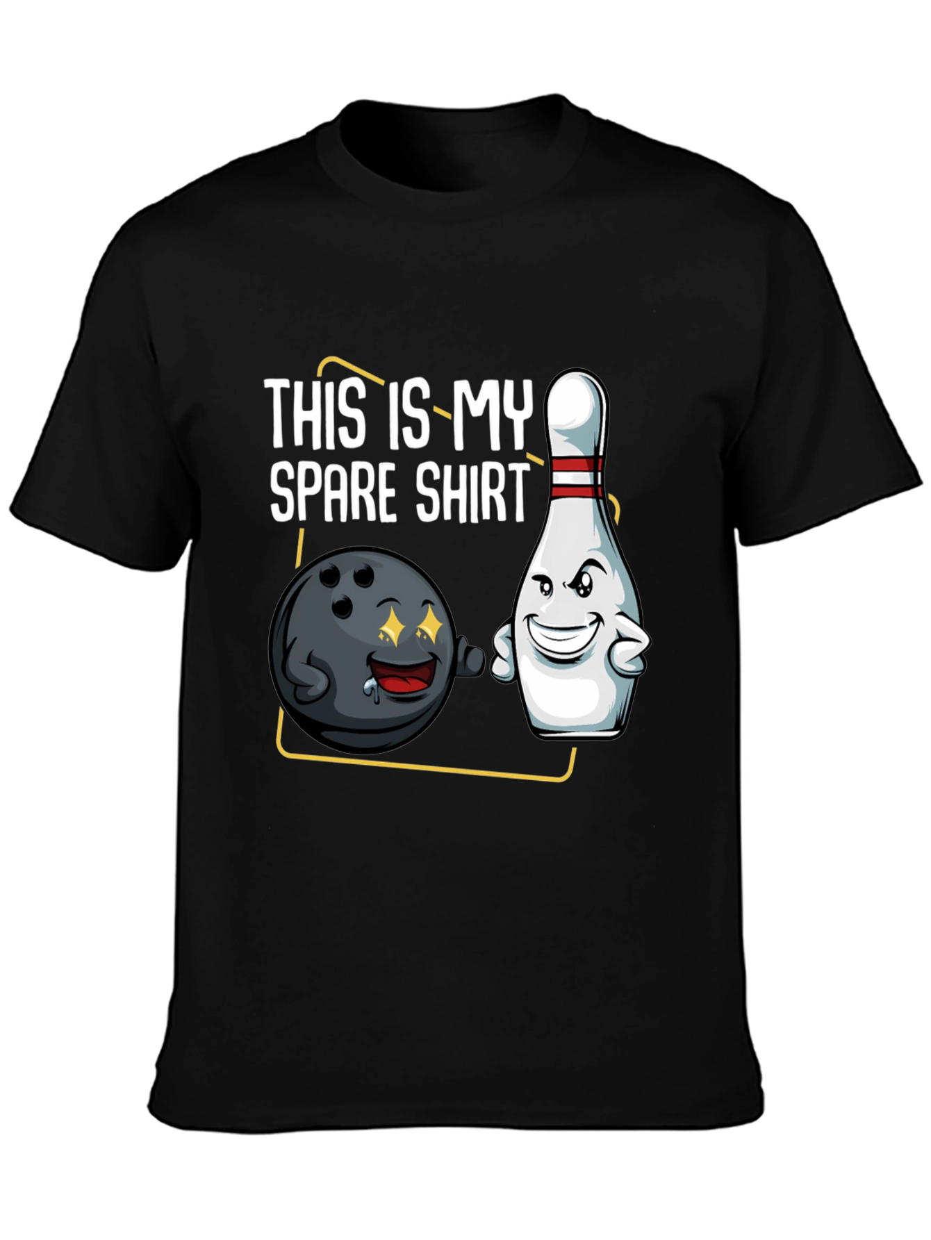 Black Funny Bowling T-Shirt - This is My Spare Shirt view 3