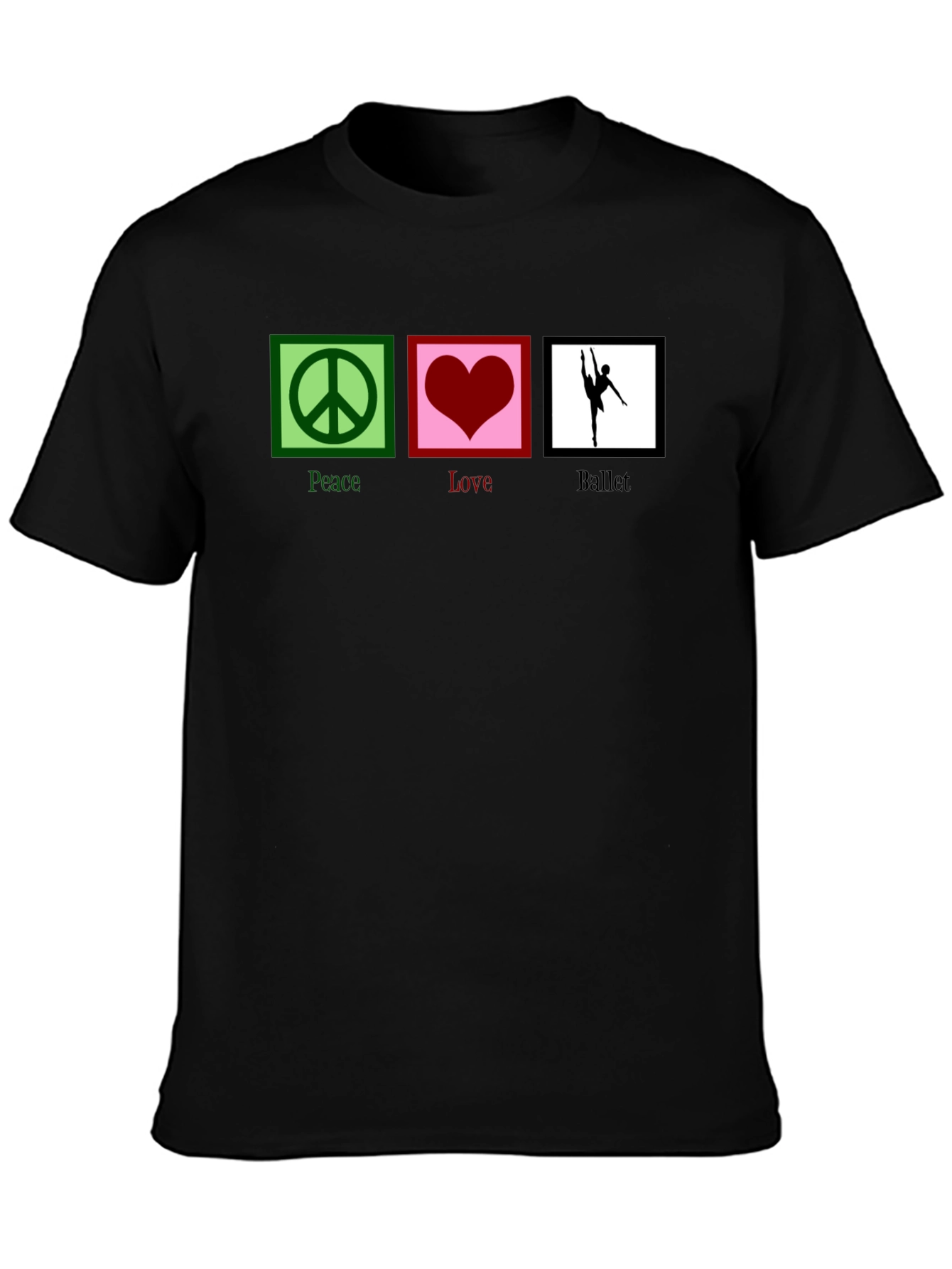 Black Peace Love Ballet Graphic T-Shirt - Black view 3