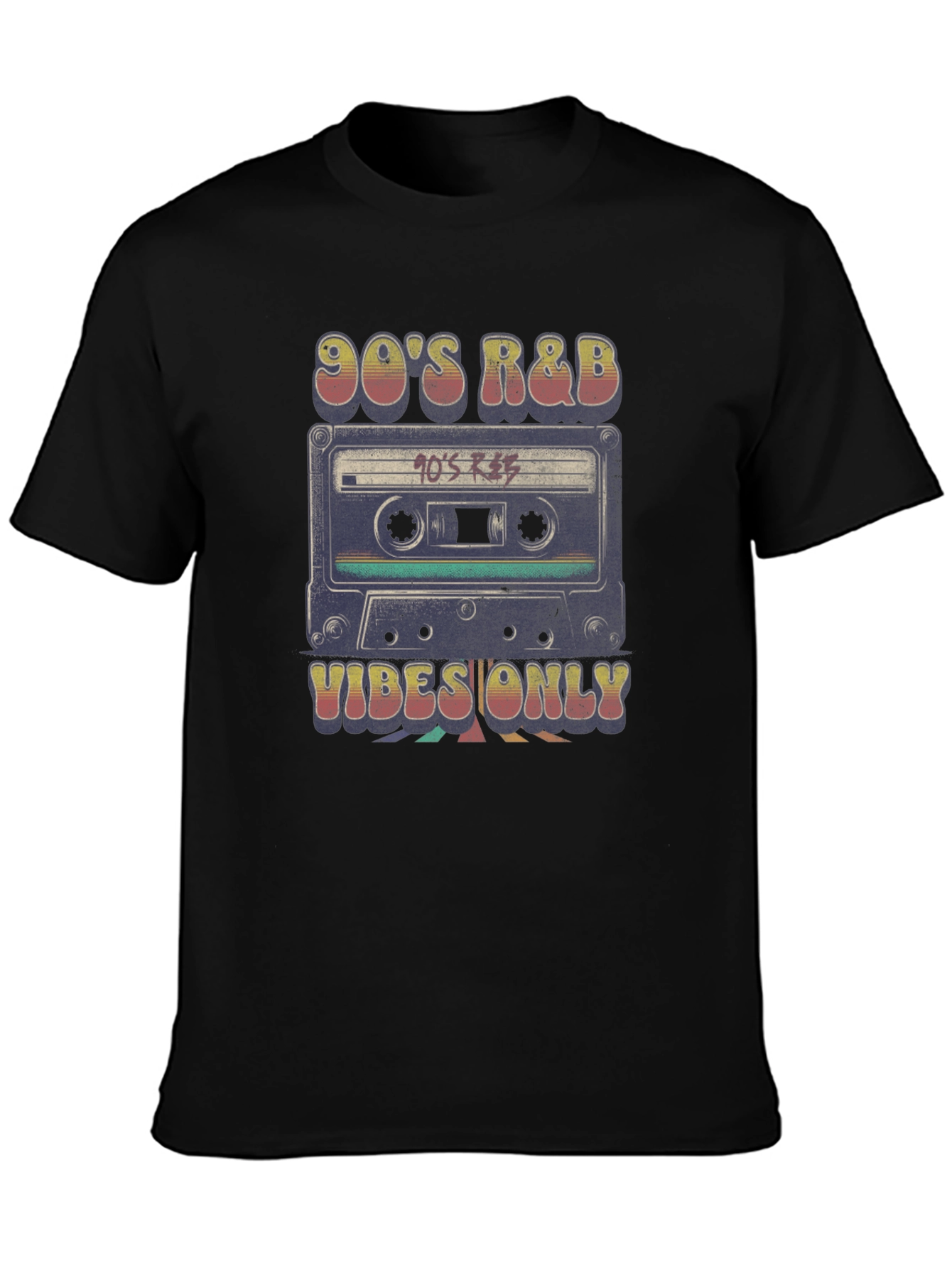 Black 90's R&B Vibes Only Retro Cassette T-Shirt view 3