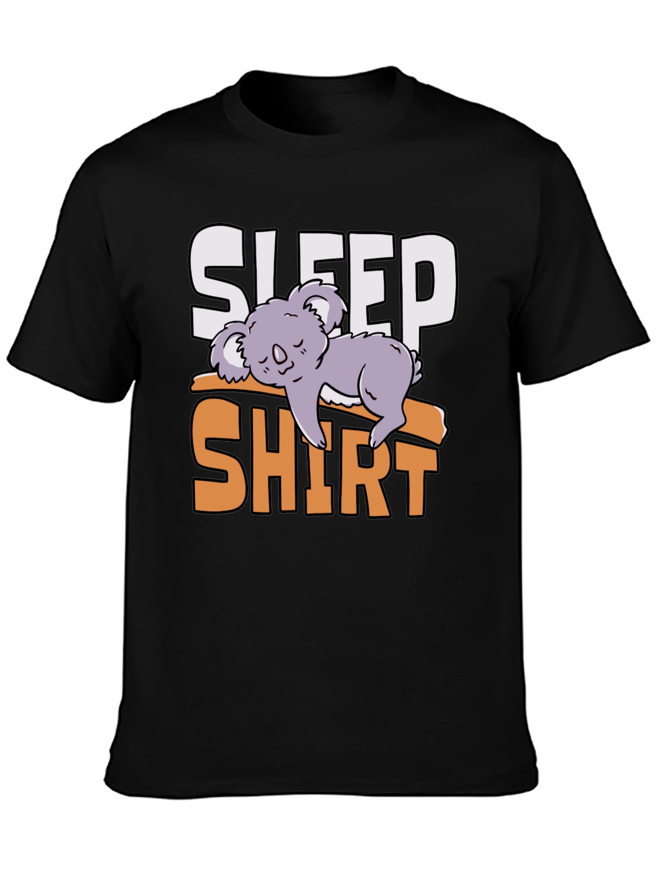 Black Sleep Shirt Koala Tee - Funny Lazy Animal T-Shirt view 3