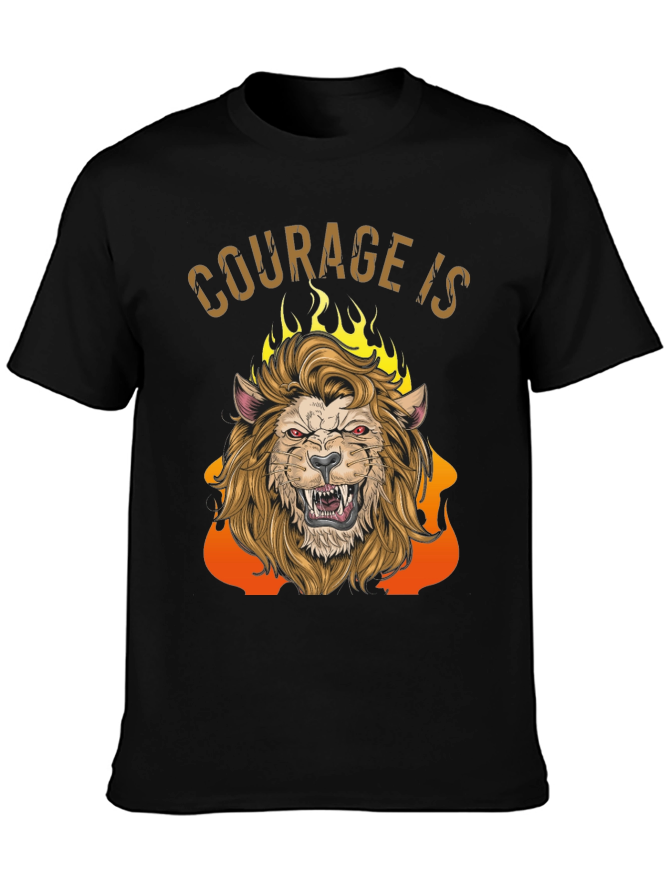 Black Courage Is Lion Graphic Tee - Men's Black T-Shirt view 3