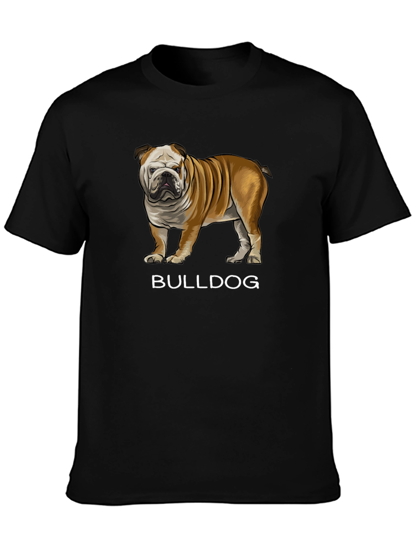 Black Bulldog Graphic Tee - Black Cotton Casual T-Shirt view 3