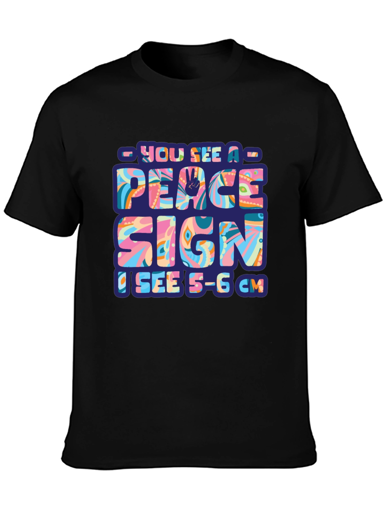Black Peace Sign Funny Adult Humor T-Shirt view 3