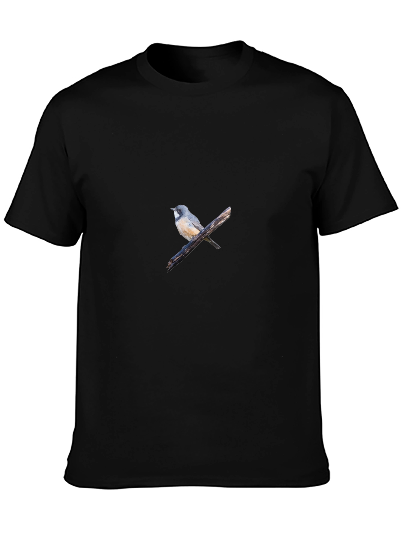 Black Bird on Branch Graphic Tee - Men's Black T-Shirt view 3